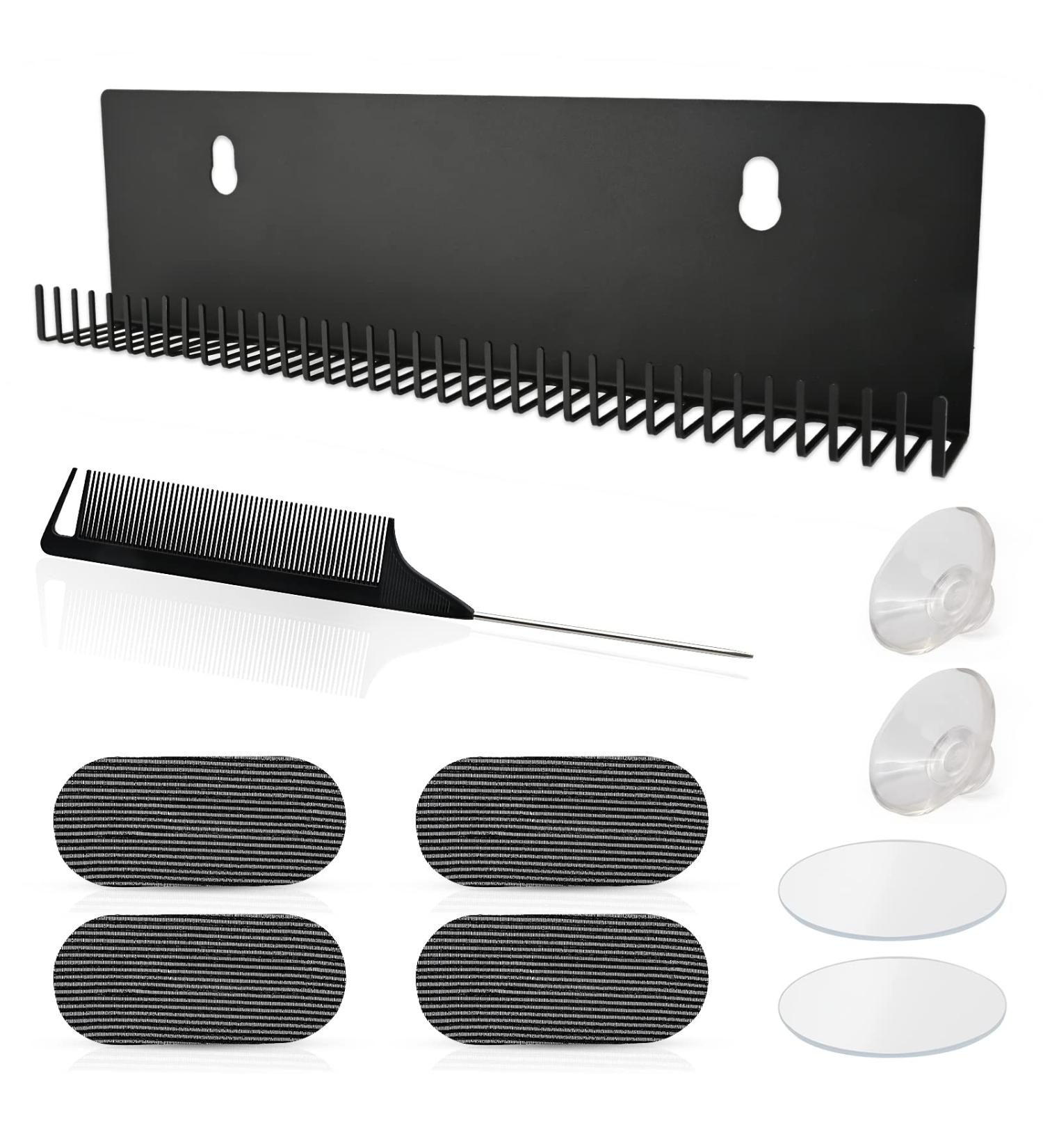 EHDIS Hair Extension Holder Kit including Bangs Hair Pad and Comb Hair Wig Storage U Shape Wall hung Type Hair Color Style Display Holder Stainless steel with holes Black - Buy Online on GoSupps.com