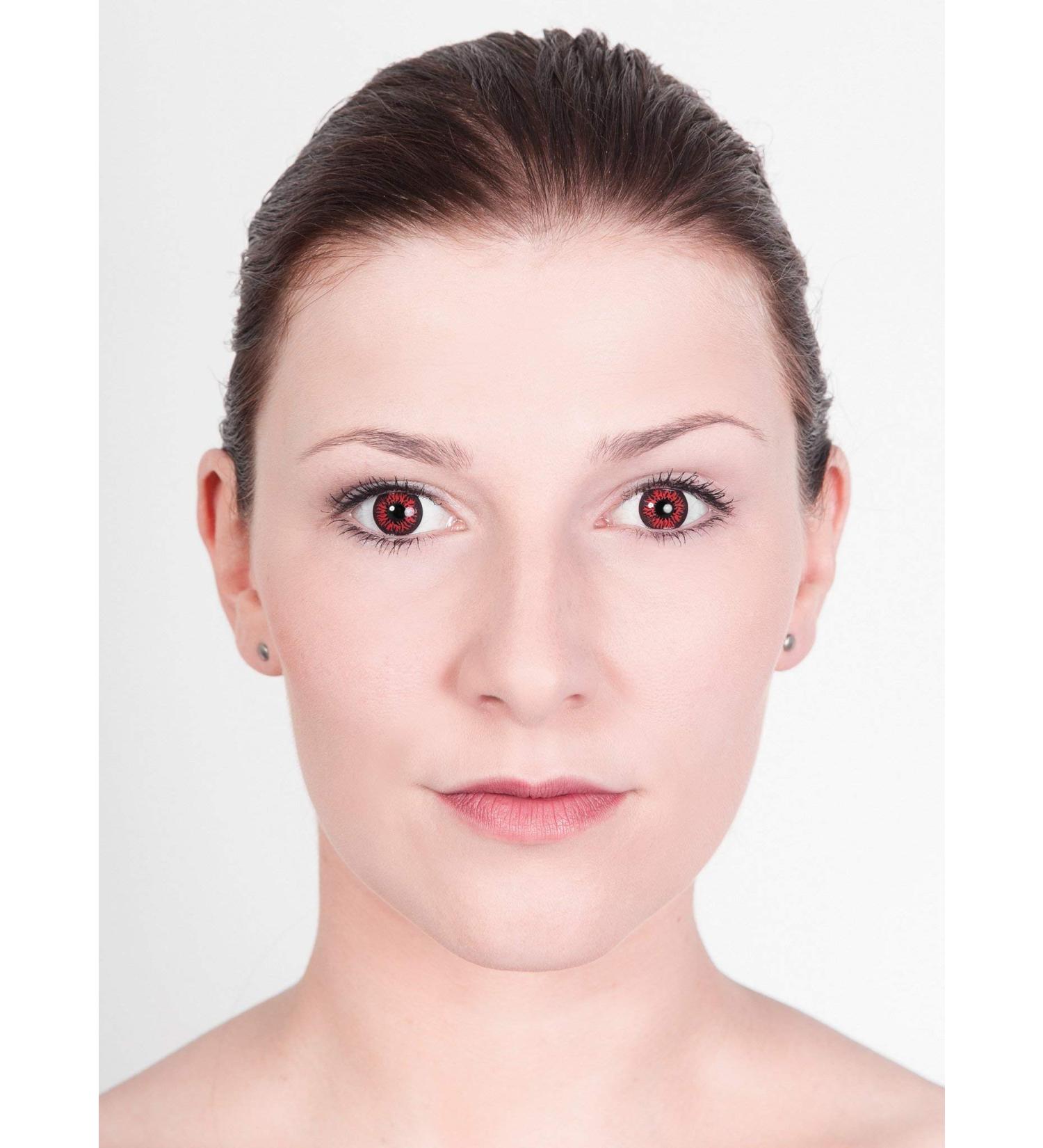 Demon black and red contact lenses/annual lenses - motif lenses without prescription - unisex - adults - ideal for Halloween carnival motto party & horror events