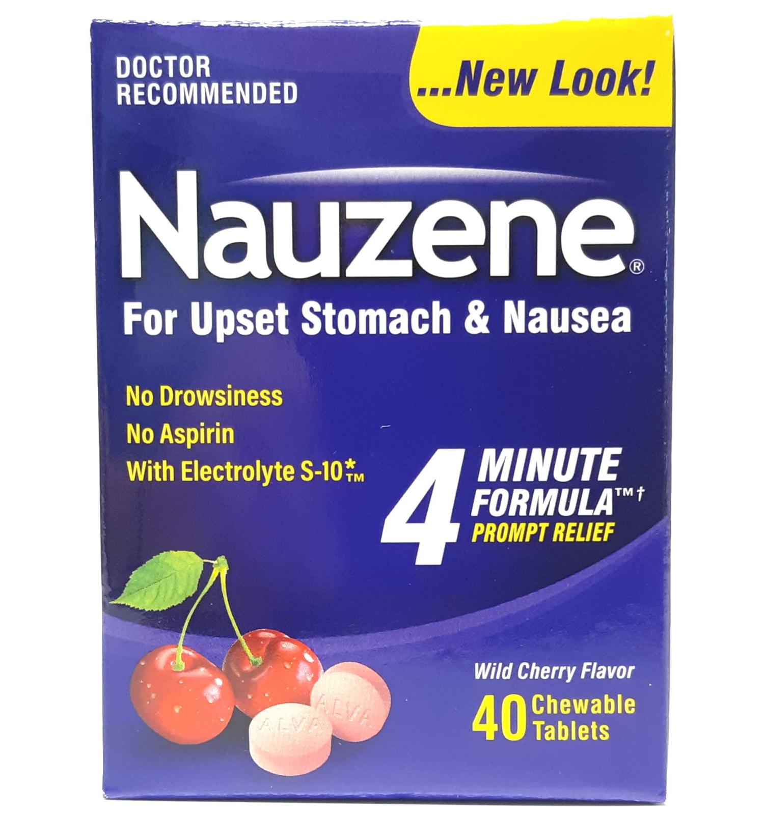 Nauzene Chew Tabs 40ct - Fast-Acting Relief for Nausea - Pack of 1 - Buy Online on GoSupps.com
