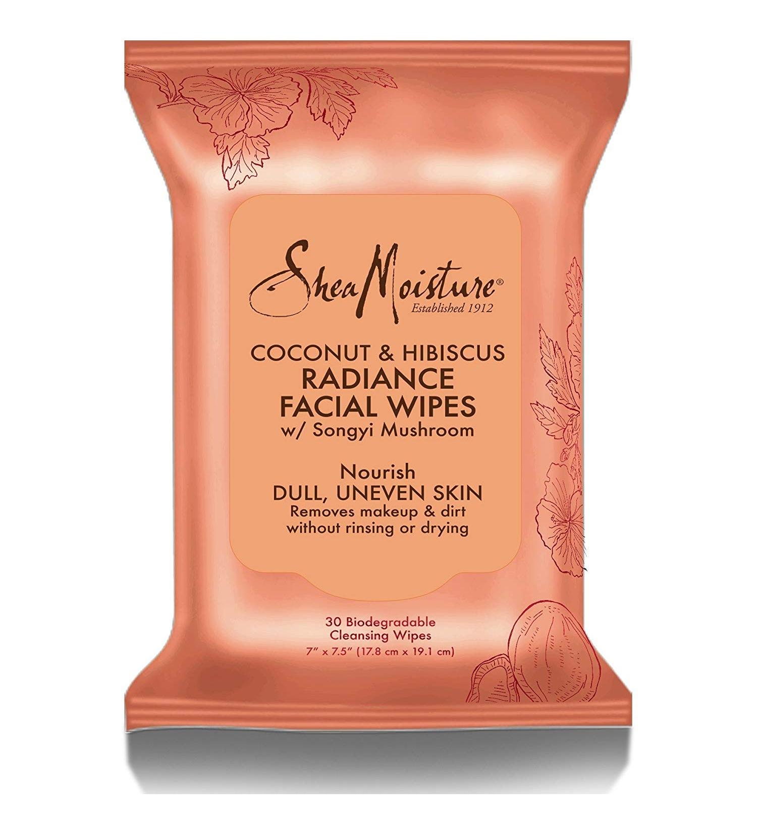 Shea Moisture Coconut & Hibiscus Radiance Facial Wipes By for Unisex - 30 Pc Wipes - Buy Online on GoSupps.com
