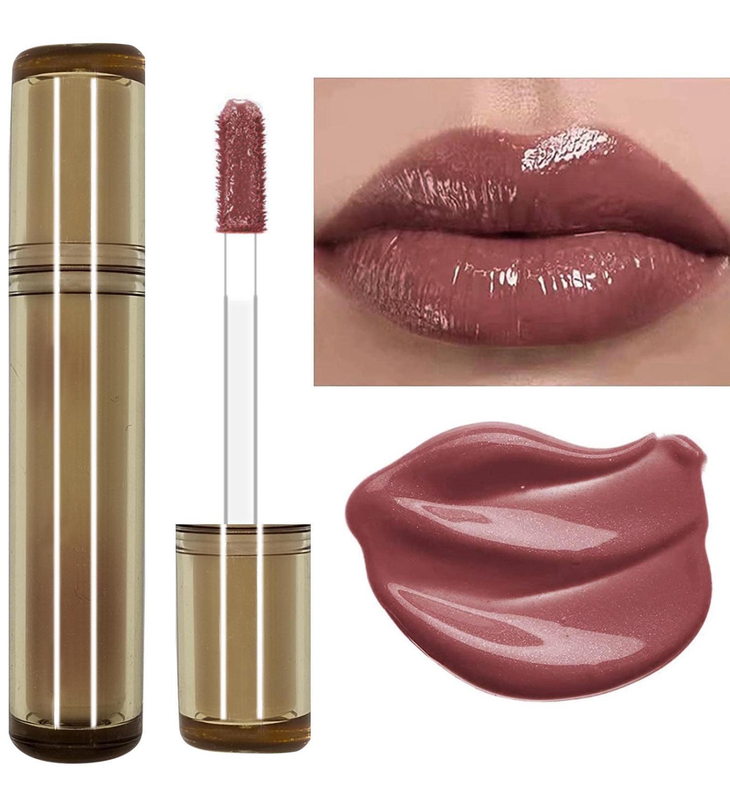 Lips Makeup Lip Gloss Plumper - Nude Glitter Glossier for Hydrating Plumping Moisturizing Glow, Long Lasting Waterproof Lip Stain - Liquid Lipstick (07) - Buy Online on GoSupps.com