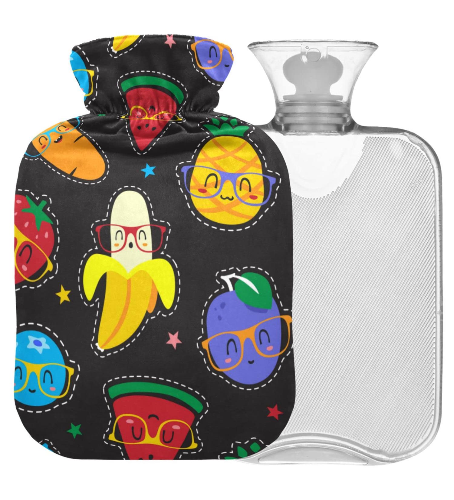 Naanle Funny Cartoon Fruits 1L Hot Water Bottle - Transparent Warm Steadl for Pain Relief & Cold Therapy - Ideal for Bed Hands & Feet - Buy Online on GoSupps.com