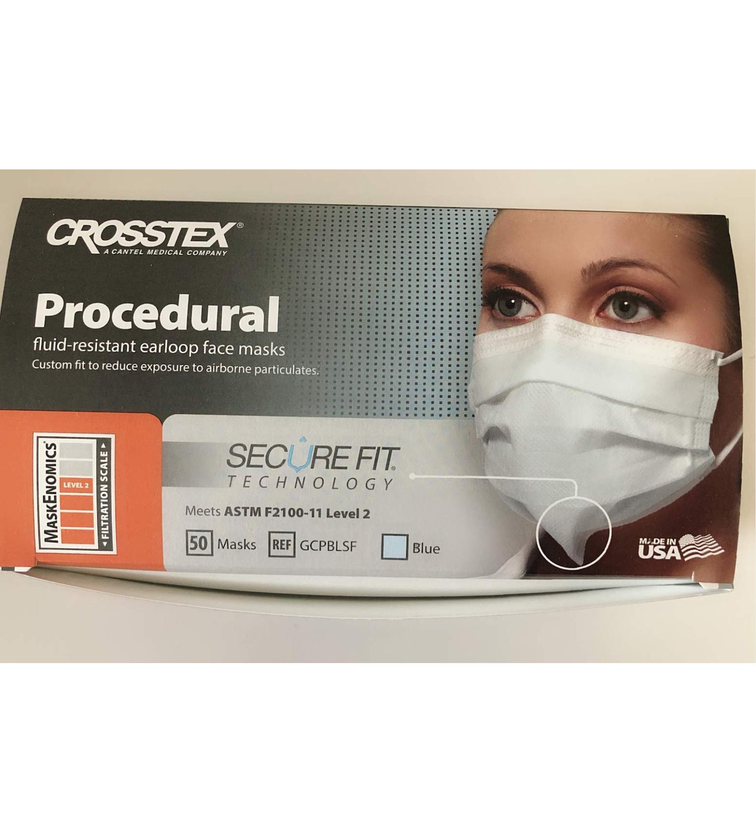 Crosstex Securefit Earloop Mask - Blue GCPBLSF | Premium Comfort & Protection | International Shipping Available - Buy Online on GoSupps.com