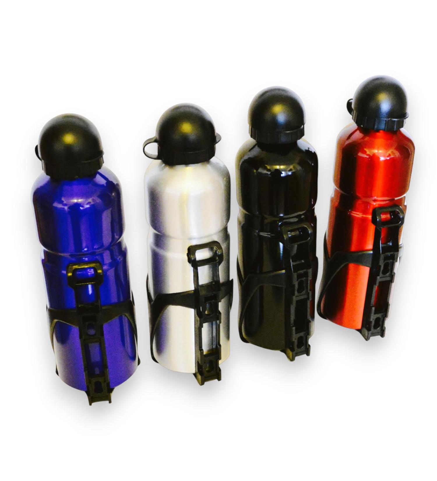 All-Around24 Red Aluminum Sports Water Bottle with Bicycle Holder - 750ml Pull & Pressure Cap | International Shipping - Buy Online on GoSupps.com