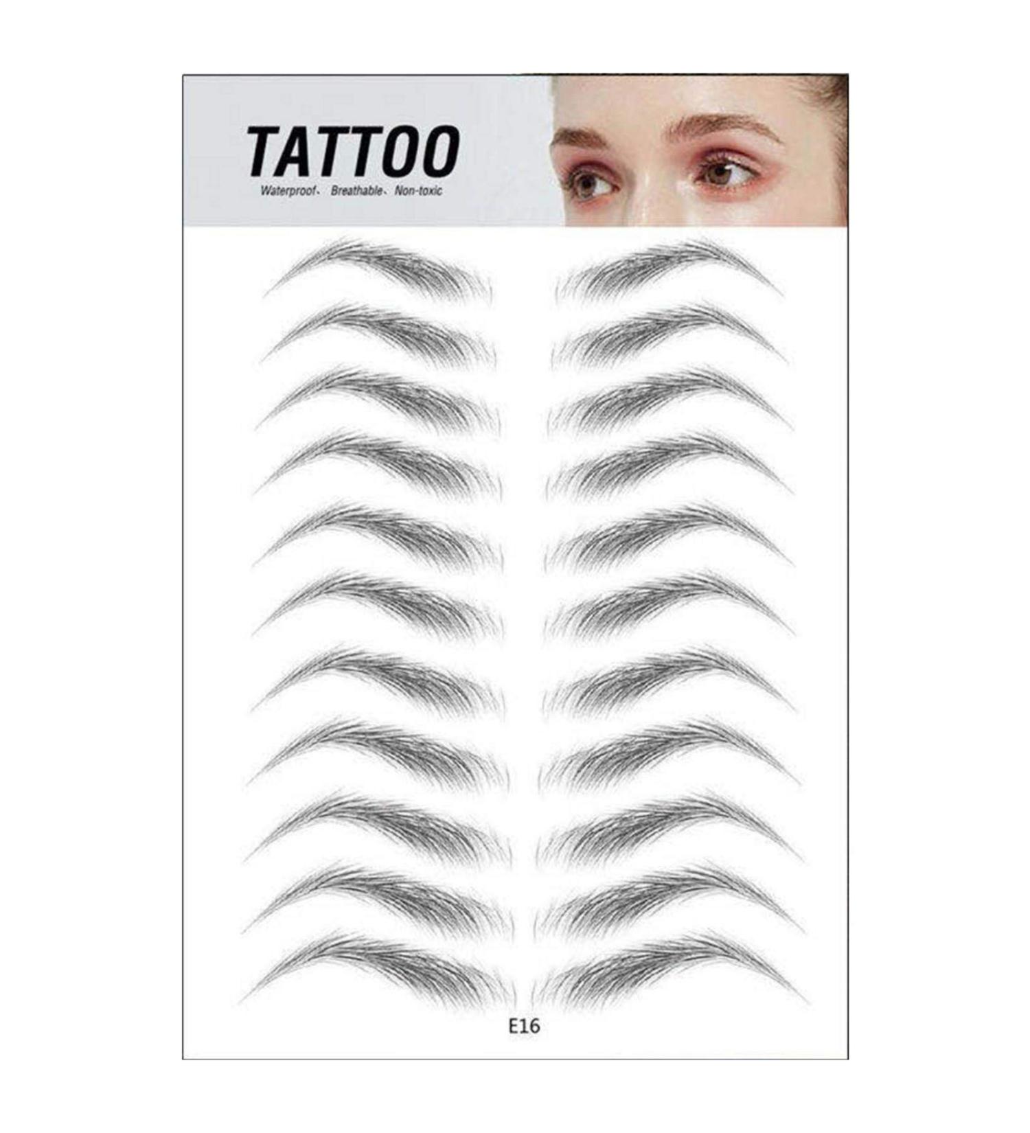 DTT Stickers Waterproof and Safe Long Lasting Eyebrow Transfers Realistic Looking Natural Eyebrows for Woman Makeup Presents E16 - Buy Online on GoSupps.com
