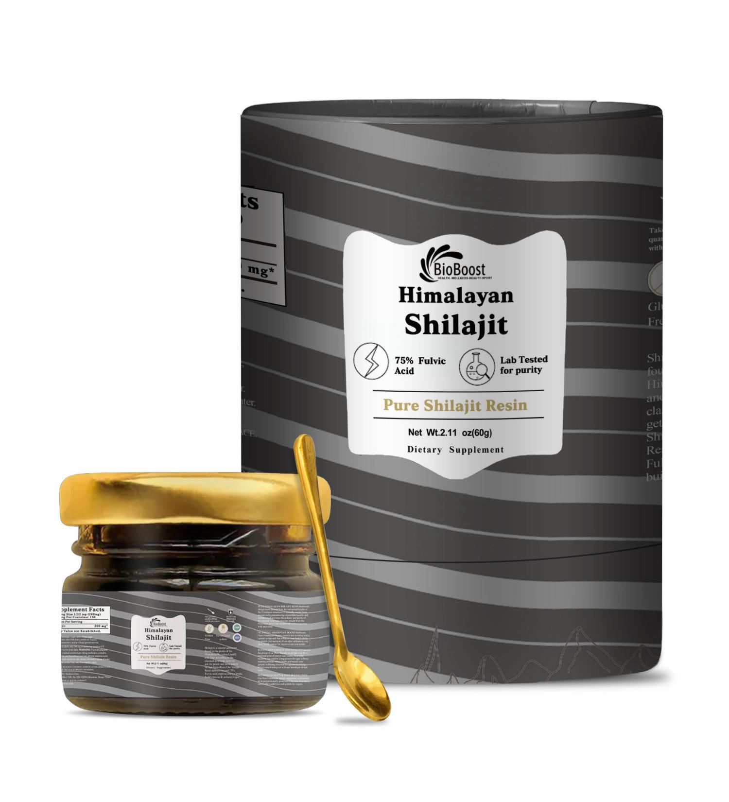 BioBoost Himalayan Shilajit Resin for Men & Women - 75% fulvic Acid 60g | Shilajit Resin | Boost Energy Stamina & Immune Support | Rich in Fulvic Acid & 85+ Trace Minerals - Buy Online on GoSupps.com