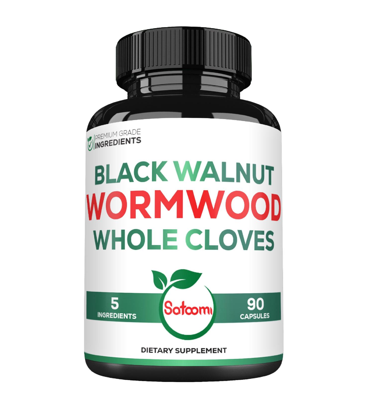 Satoomi 5 in 1 Wormwood Capsules Supplement - with Black Walnut Cloves Turmeric and Berberine HCl - 90 Capsules - Immune System & Digestion Health 90 Count (Pack of 1) - Buy Online on GoSupps.com