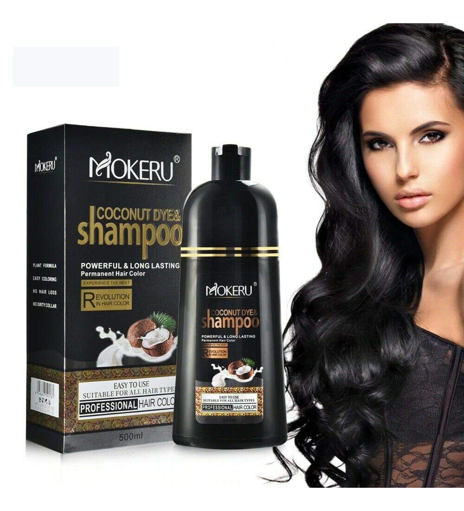 Permanent Hair Color Shampoo with Natural Coconut Oil - Long Lasting Black Hair Dye for International Shipping - Buy Online on GoSupps.com