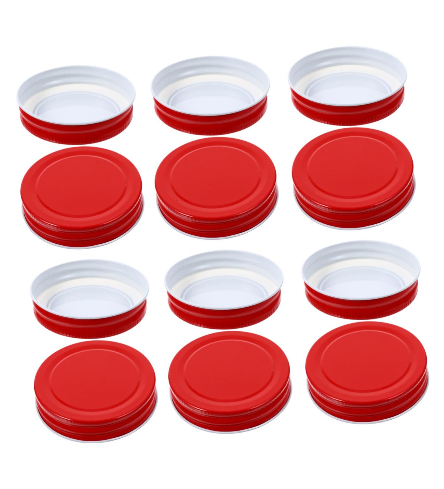 VINTORKY 12pcs Mason Jar Lids Mason Cup Lids Kitchen Storage Accessories Mason Jar Drinking Lids Regular Canning Lids Regular Mouth Lids Screw Jar Lid Caps Ingredients Metal Tinplate Child 7x7x1.5cm Red - Buy Online on GoSupps.com