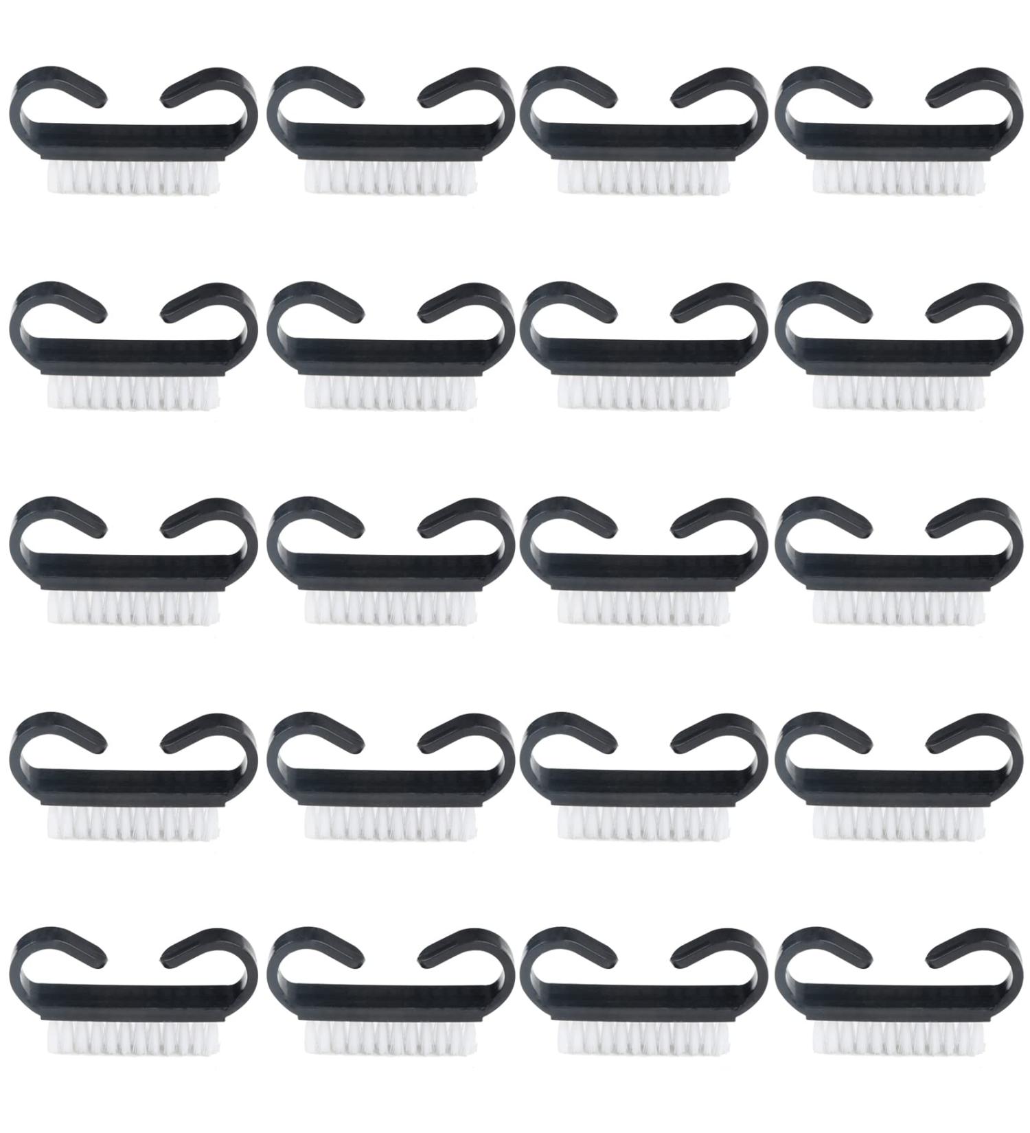 20 Pcs Home Plastic Nail Cleaning Brushes with Black Handle Grip - Portable Nail Art Manicure Tools - Buy Online on GoSupps.com