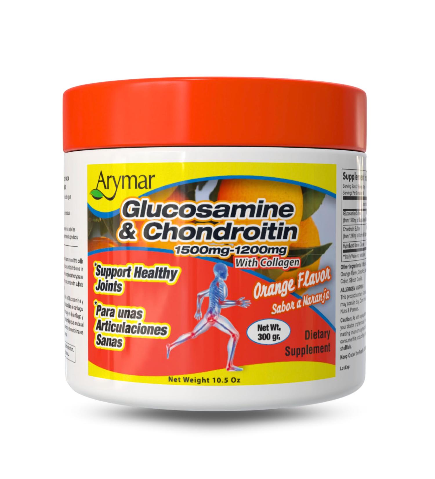 Arymar Glucosamine Chandroitin Powder (1500mg/1200mg) - Joint Health Support Supplement - Helps Maintain Mobility & Flexibility - High Absorption Formula - 300g (10.5 oz) - Buy Online on GoSupps.com
