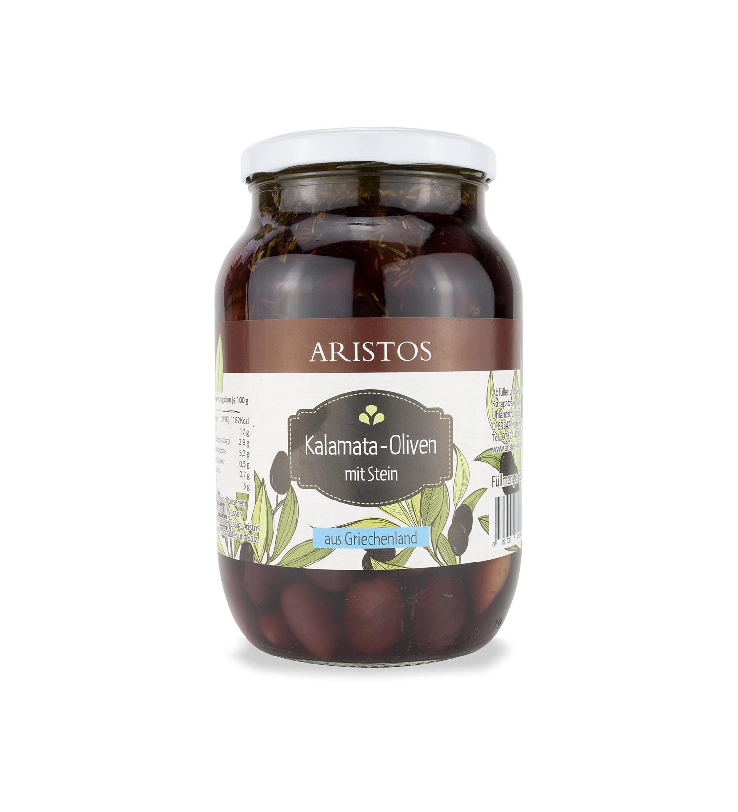 Buy Aristos Original Greek Kalamata Olives - 650g Glass Jar | Authentic Unpitted Kalamon Olives International Shipping Available - Buy Online on GoSupps.com