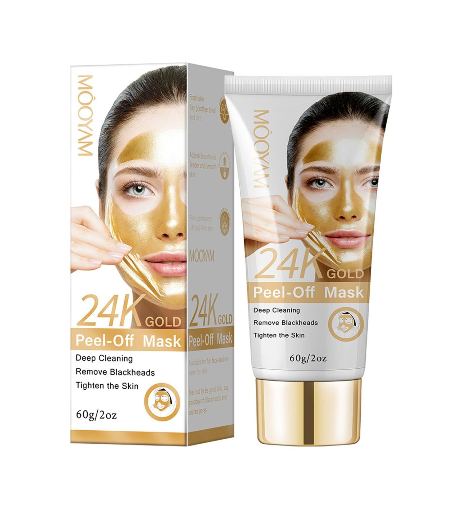 24K Gold Peel Off Mask - Anti-Aging Blackhead Remover for Deep Cleansing & Skin Firming | Reduces Blackheads Fine Lines & Wrinkles - Ideal for All Skin Types - Buy Online on GoSupps.com