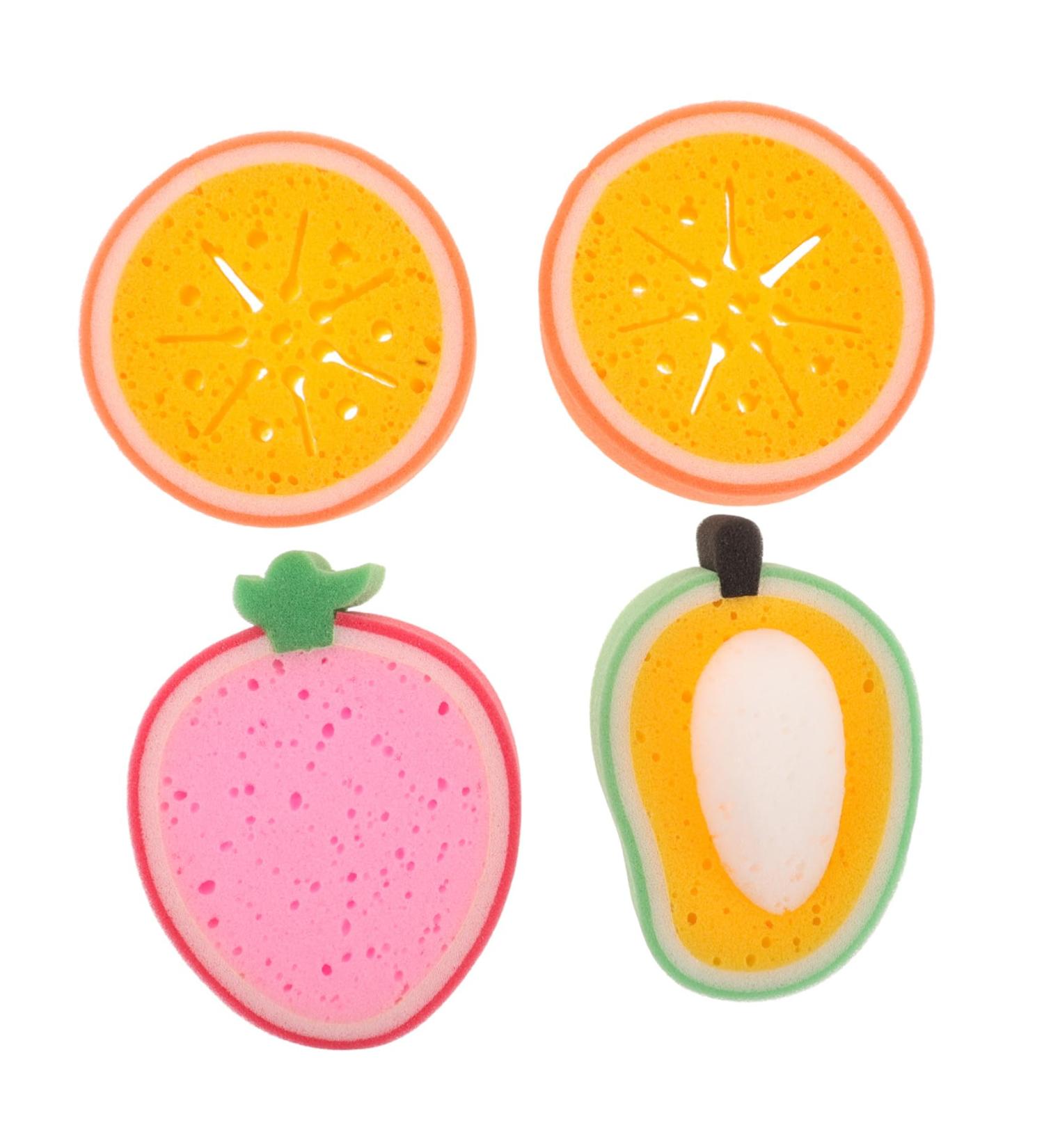 4pcs Fruit Sponge Sponges Bath Sponge Dinnerware Flatware Sponge for Bowl Cleaning (Sweet Orange 2 - Buy Online on GoSupps.com