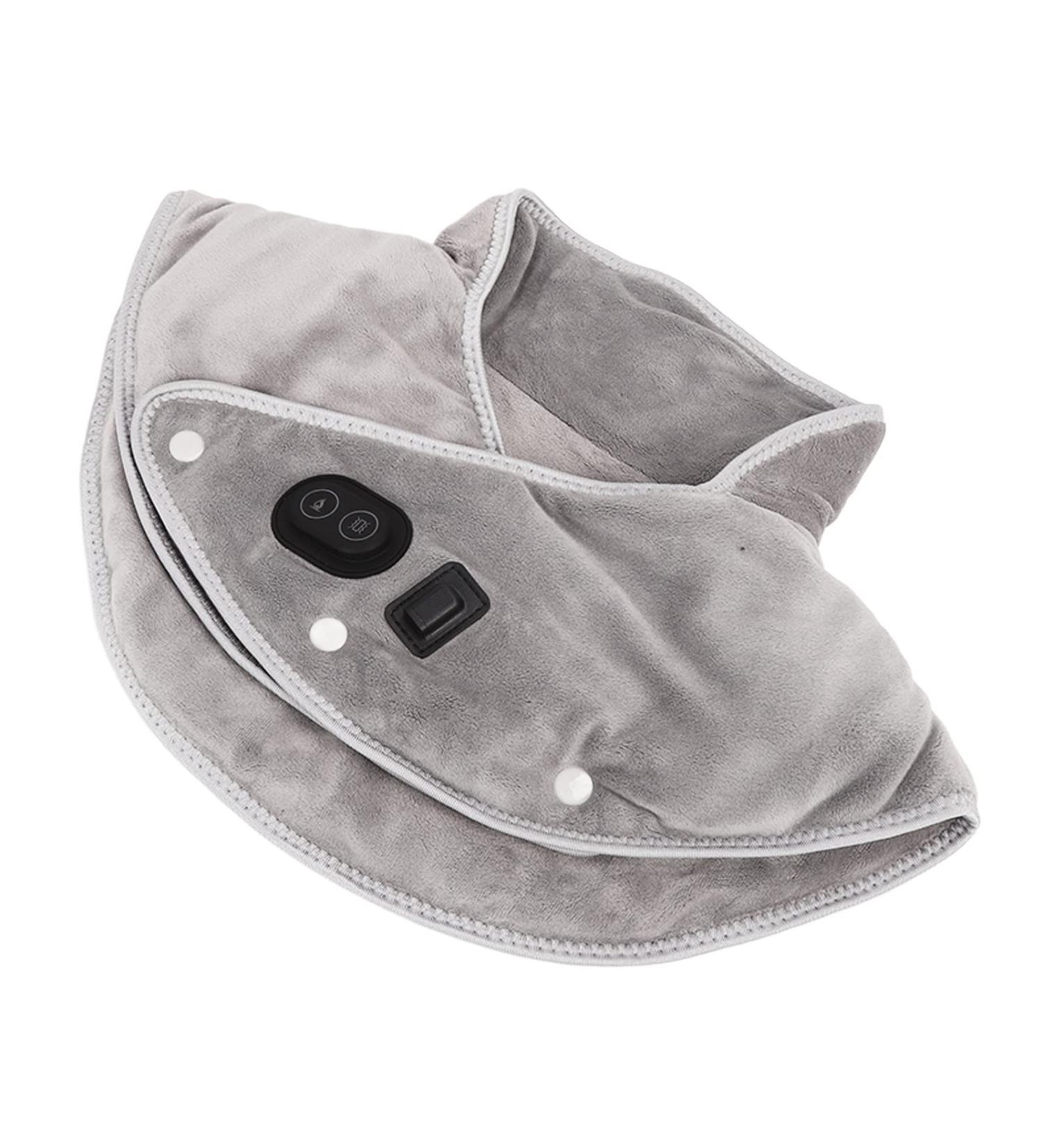 Electric Heated Neck Wrap - USB Charging Heating Pad & Massage for Pain Relief - Gray Sable Fabric - Buy Online on GoSupps.com