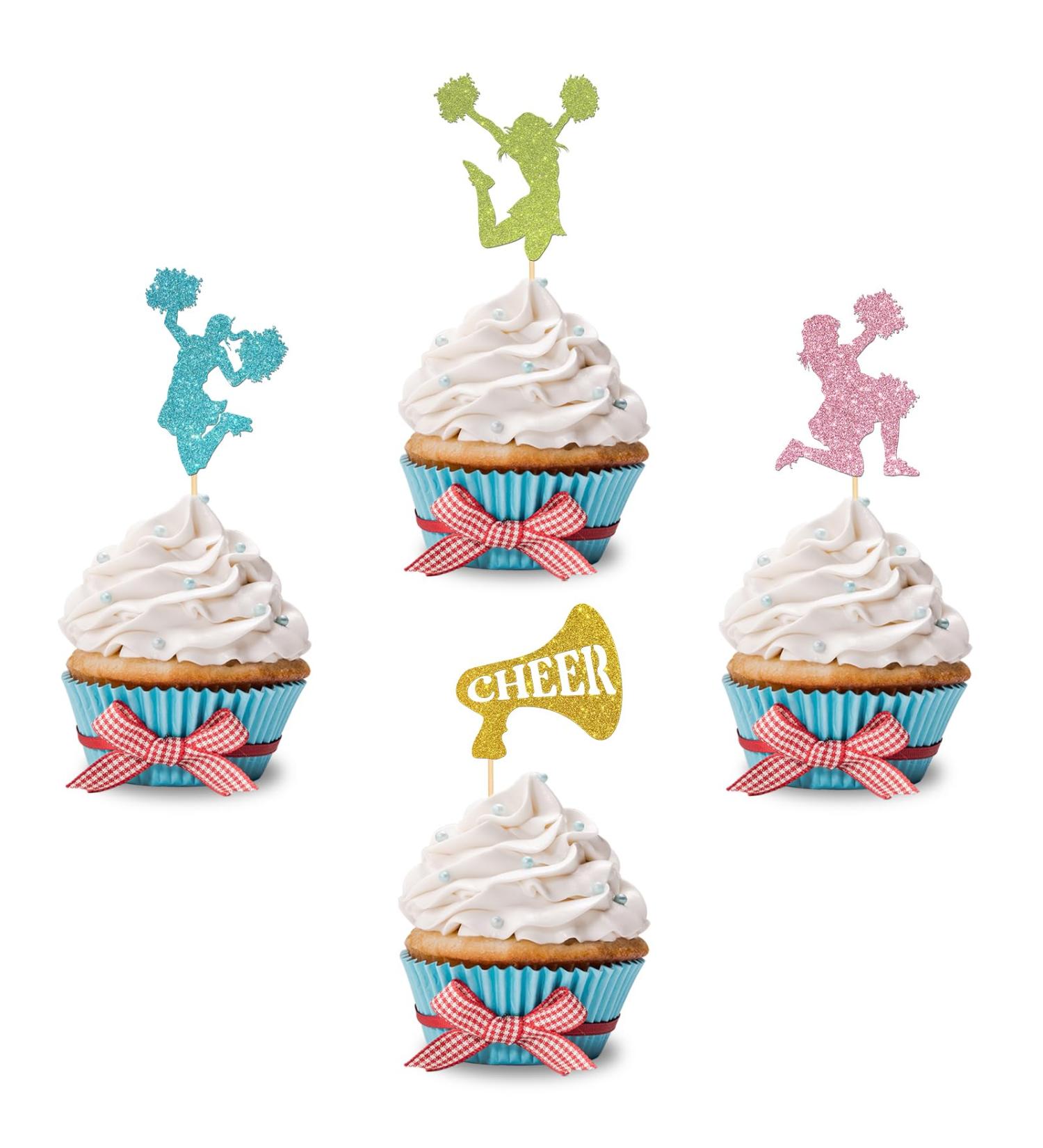 Ambishi 24pcs Cheerleader Cupcake Toppers Colorful Glitter Cheerleader Gymnastics Cupcake Picks Cheer Up Theme Party Cake Decoration Toothpicks Girls Birthday Party Favors Supplies and Gifts - Buy Online on GoSupps.com