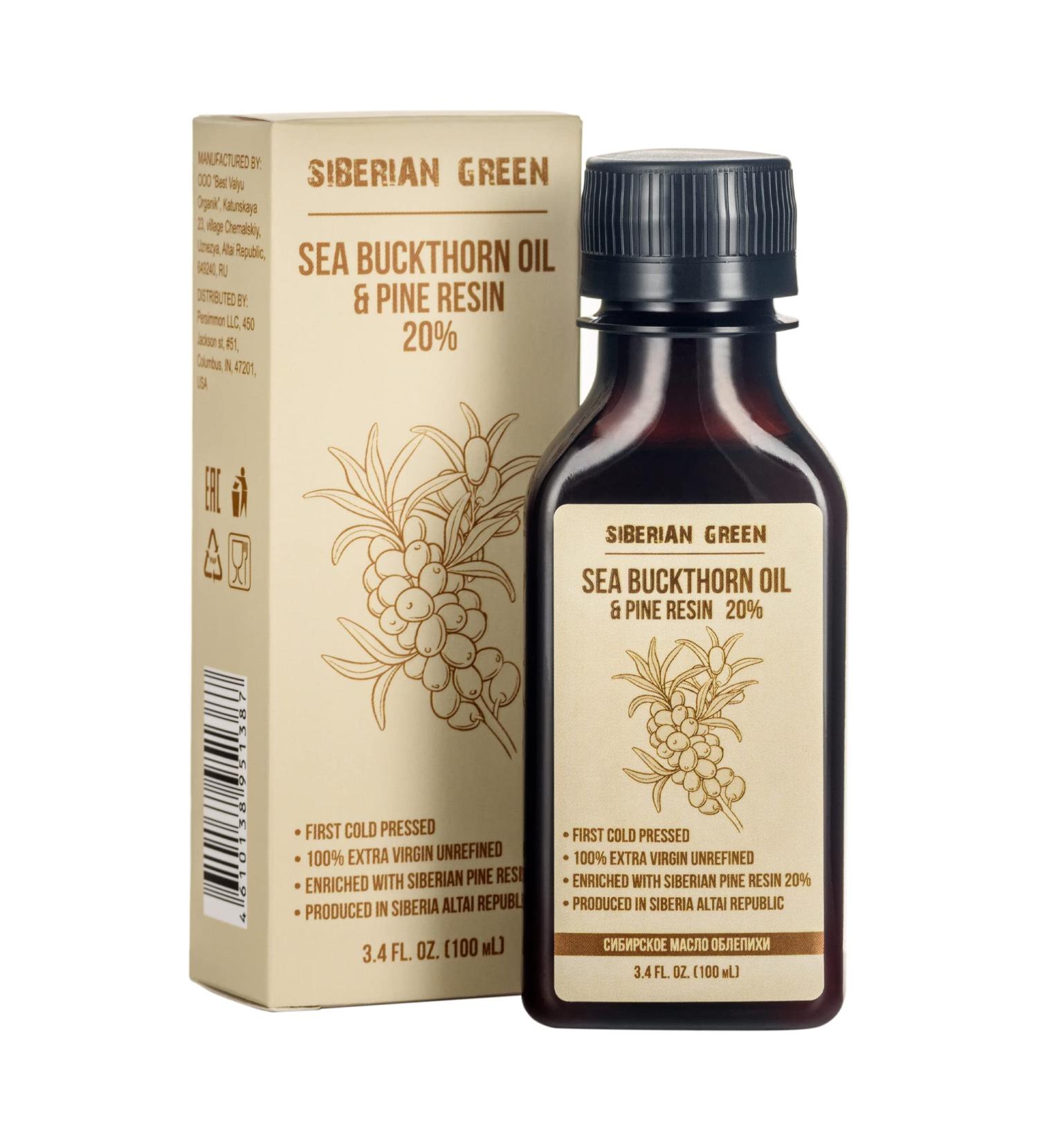 Siberian Sea Buckthorn Oil with Pine Cedar Resin Pure Natural 100% Extra Virgin Cold Pressed 100 ml - Buy Online on GoSupps.com