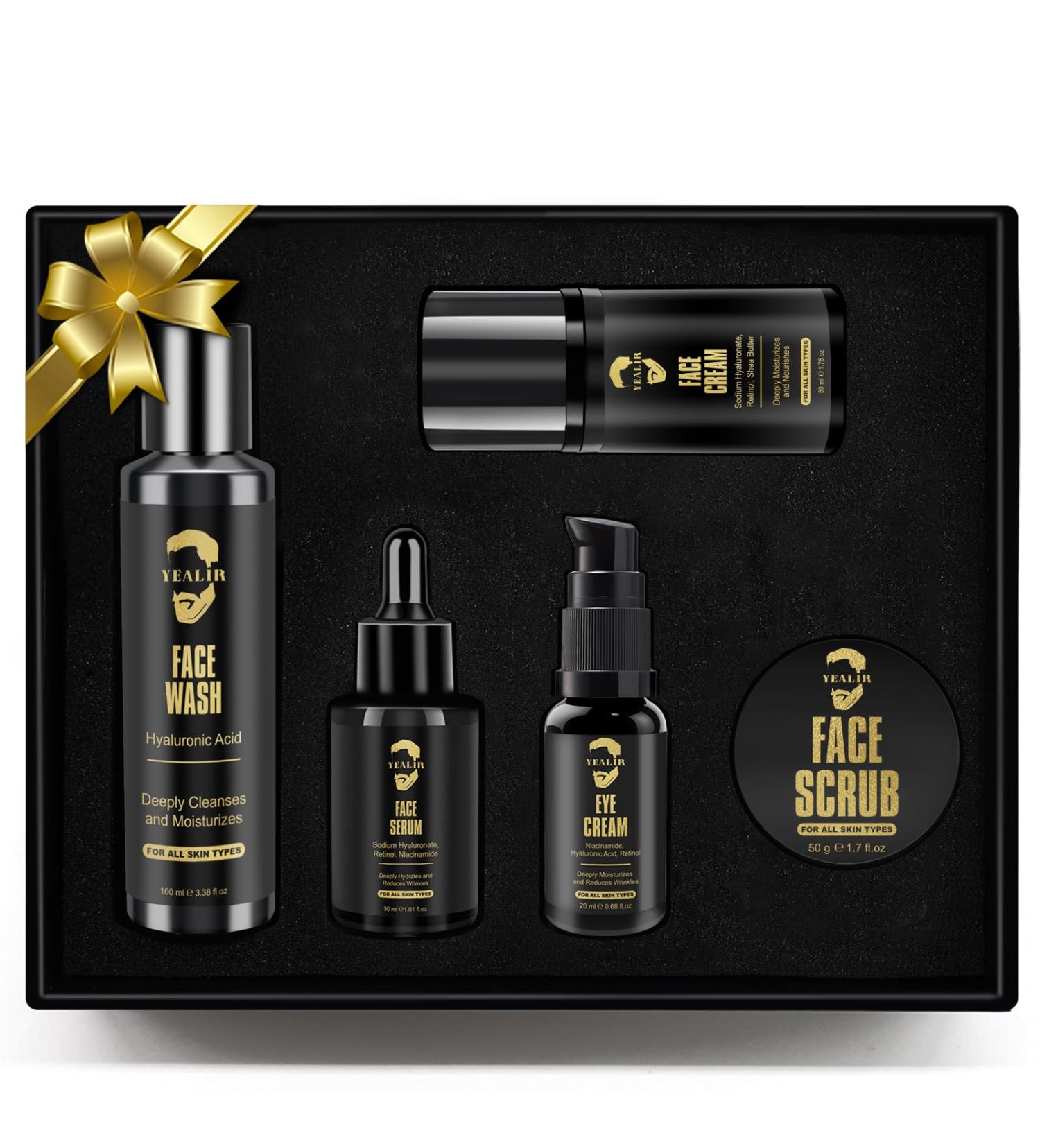 YEALIR Gifts for Men, Mens Anti-Aging Skin Care Kit - Retinol & Hyaluronic Acid Facial Care Set for Wrinkle Reduction, Deep Hydration & Firming | All Skin Types | Daily Routine for Men - Buy Online on GoSupps.com