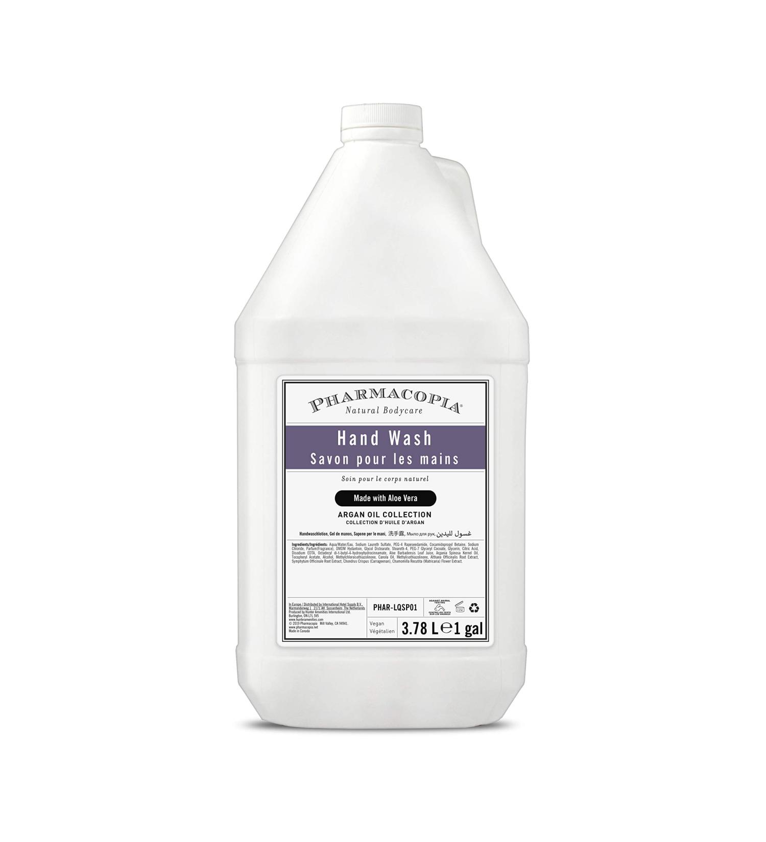 Pharmacopia Hotel Collection Argan Oil Hand Wash - Moisturizing Hand Soap with Natural and Organic Ingrediens - Vegan Cruelty-Free Liquid Soap Refill - No Parabens or Sulfates 128 oz