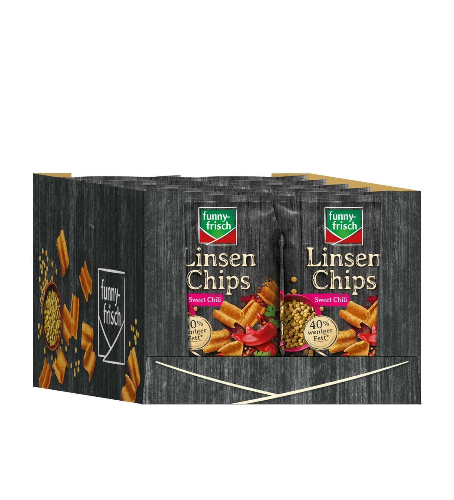 Buy Funny-Frisch Lentil Chips Sweet Chili - Pack of 12 (12 x 90g) | International Shipping Available - Buy Online on GoSupps.com