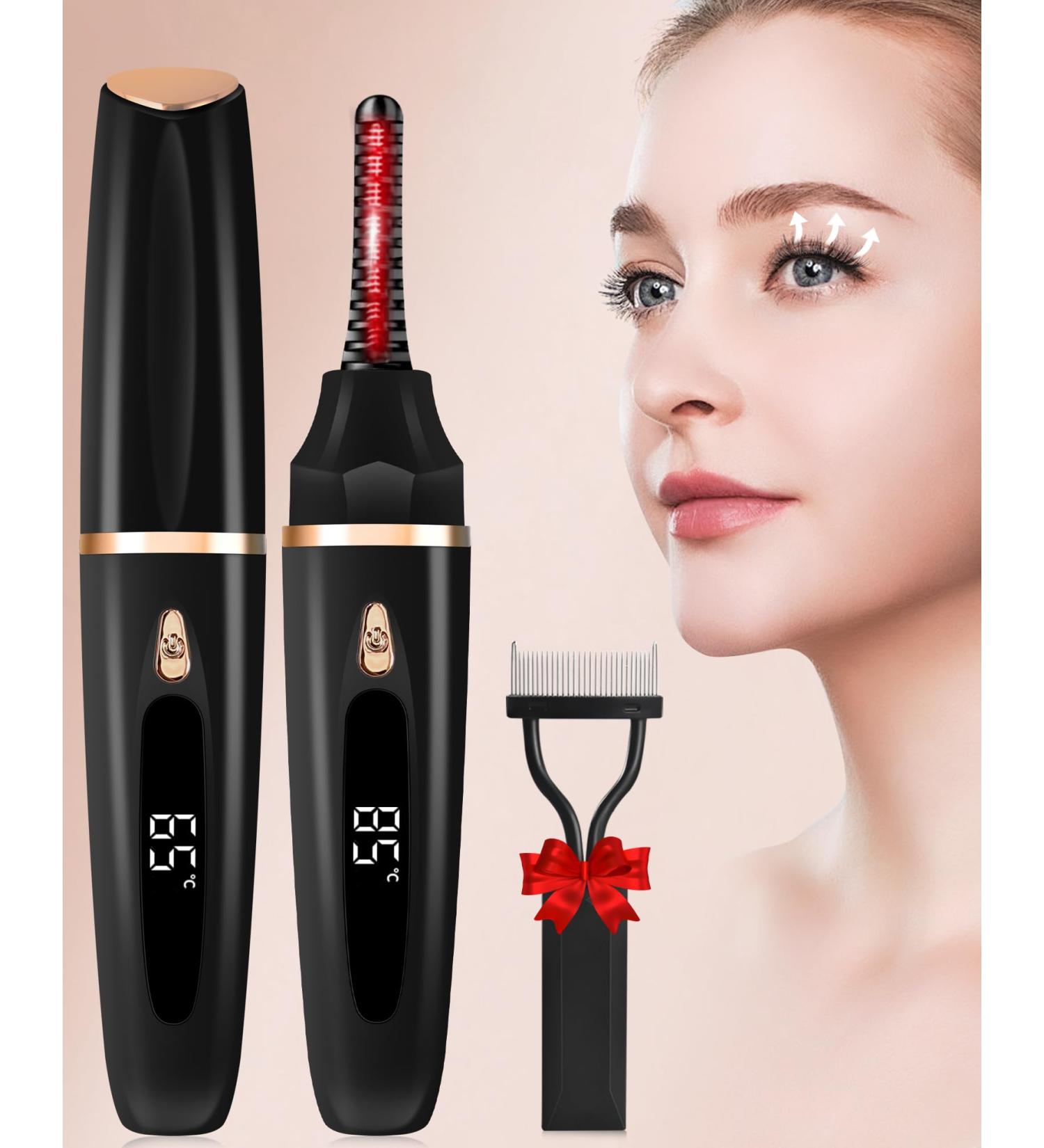 Buy Mini Electric Heated Eyelash Curler - USB Rechargeable LED Display 3 Heat Settings 24H Lasting Curl for Women | Perfect Makeup Tool - Buy Online on GoSupps.com