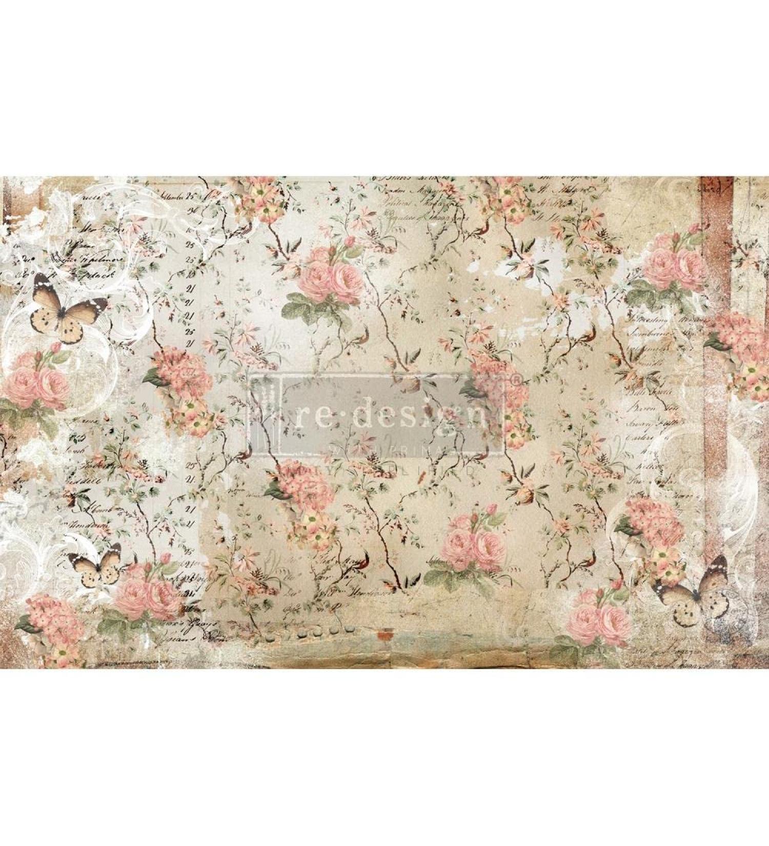 Prima Re-Design Decoupage Decor Tissue Paper 19"x30"-Botanicl Imprint-Redtp-47735 Redesign Dcor Saint Patrick'S Day,Easter Day,Decorations,Saint Patrick'S Day Gift St Patricks Day Decorations