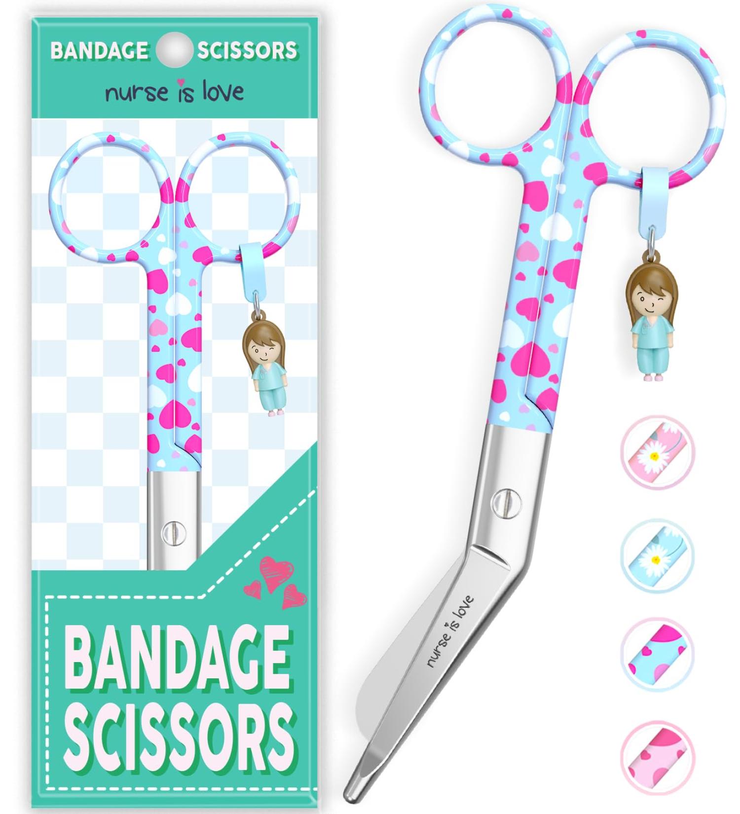 Nurse Love Nursing Scissors | Bandage Scissors for First Aid | Stainless Steel Green Hearts - Buy Online on GoSupps.com