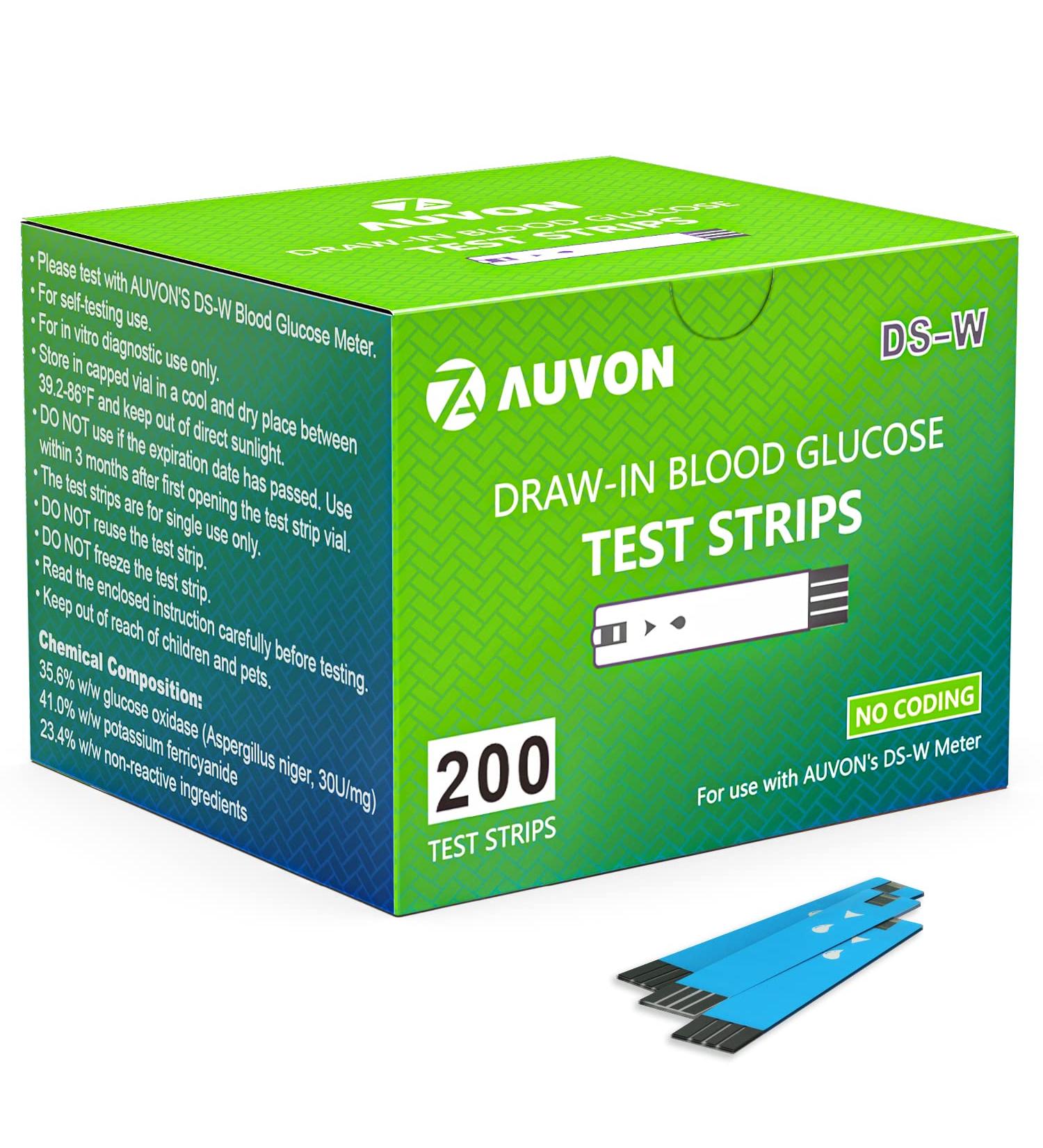 AUVON I-QARE DS-W Glucose Test Strips (200 Count) for AUVON DS-W Meter - No Coding Required - Buy Online on GoSupps.com