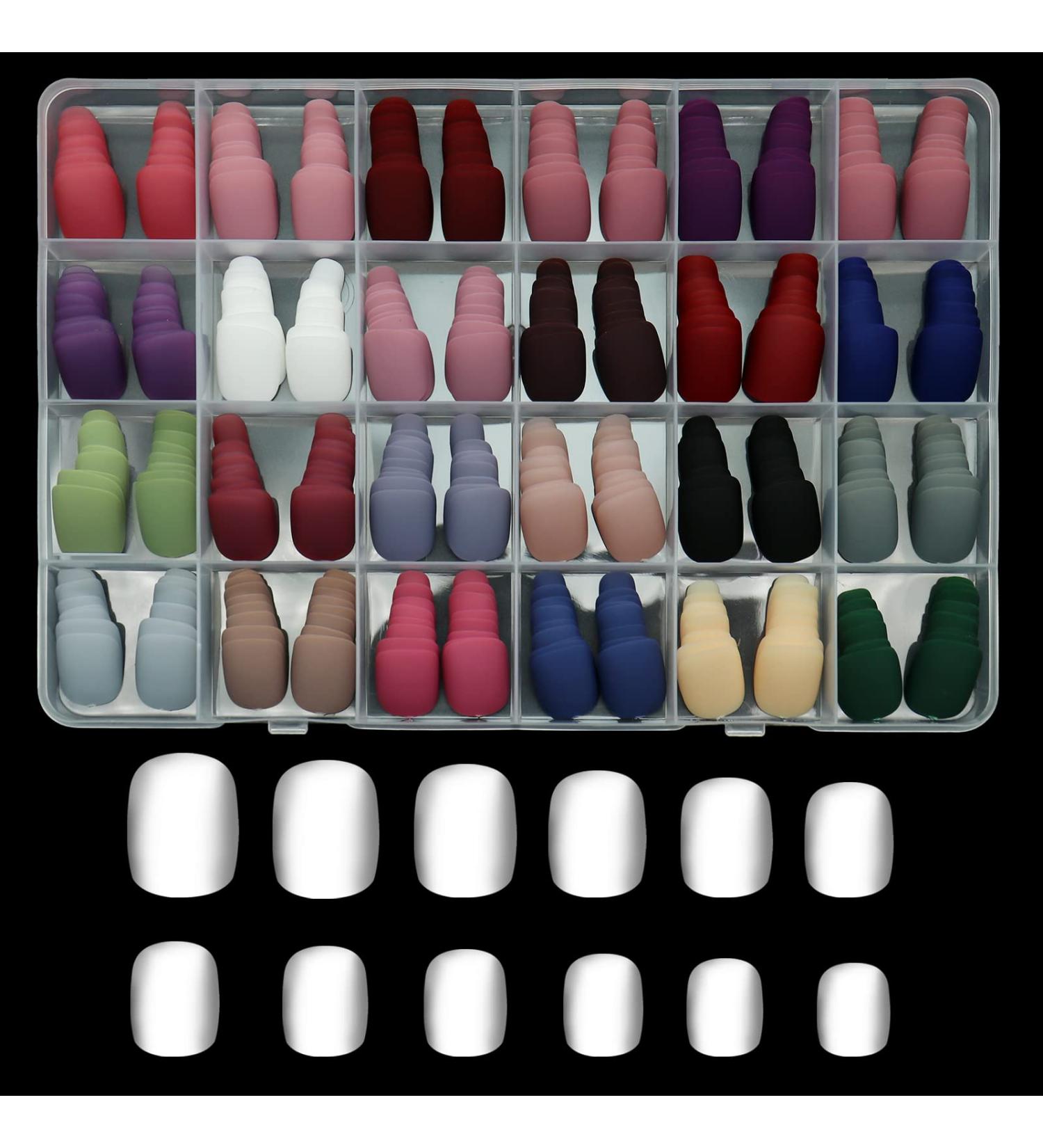 576Pcs Matte Short Press on Nails | Full Cover Acrylic False Nails - 24 Color Options | Nail Salon Art DIY for Women - Buy Online on GoSupps.com