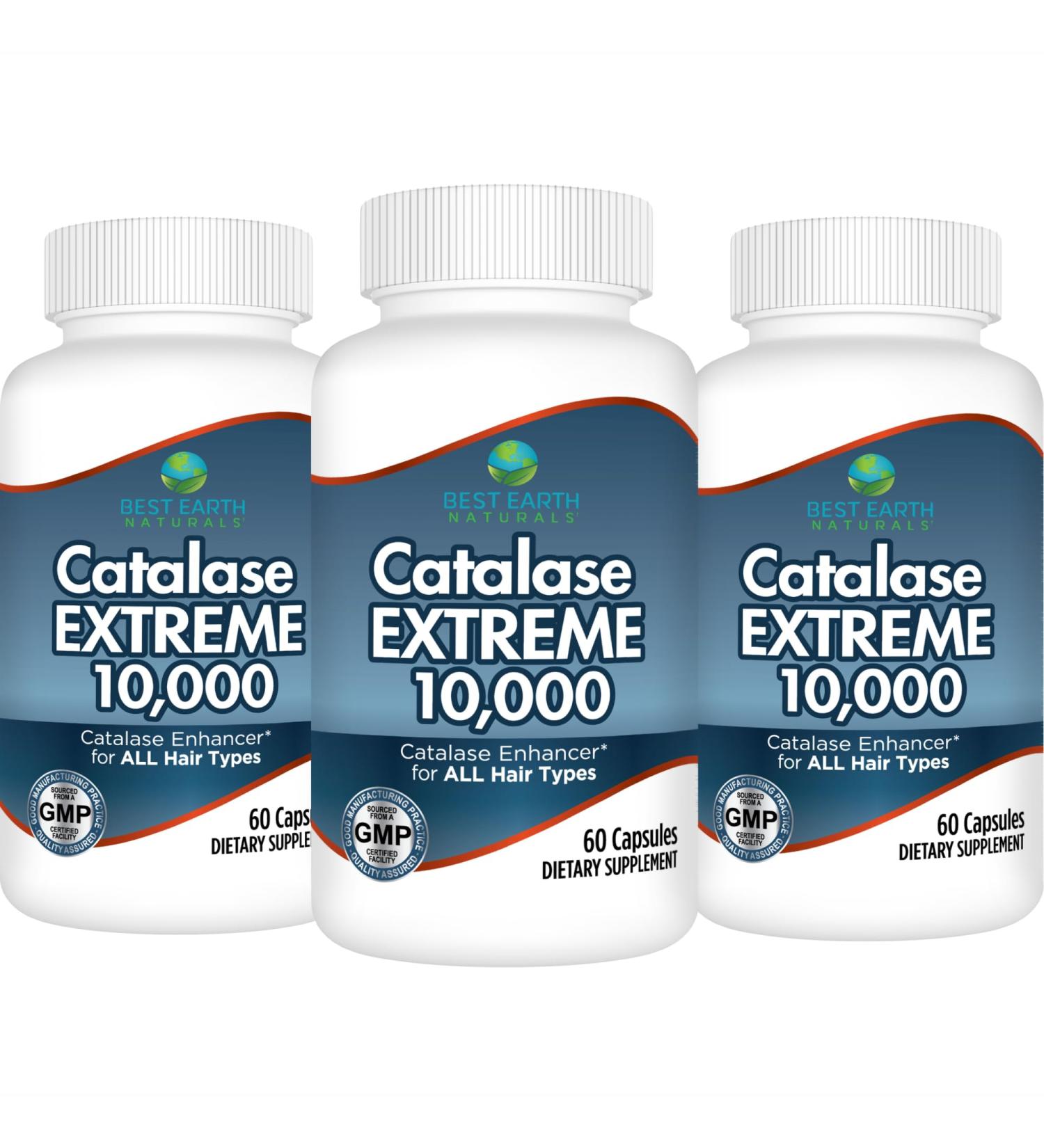 Best Earth Naturals Catalase Extreme Supplement 10 000 with Saw Palmetto Biotin Fo-Ti PABA - Hair Supplements for Strong Hair - 180 Capsules - Pack of 3 (90-Day Supply) - Buy Online on GoSupps.com