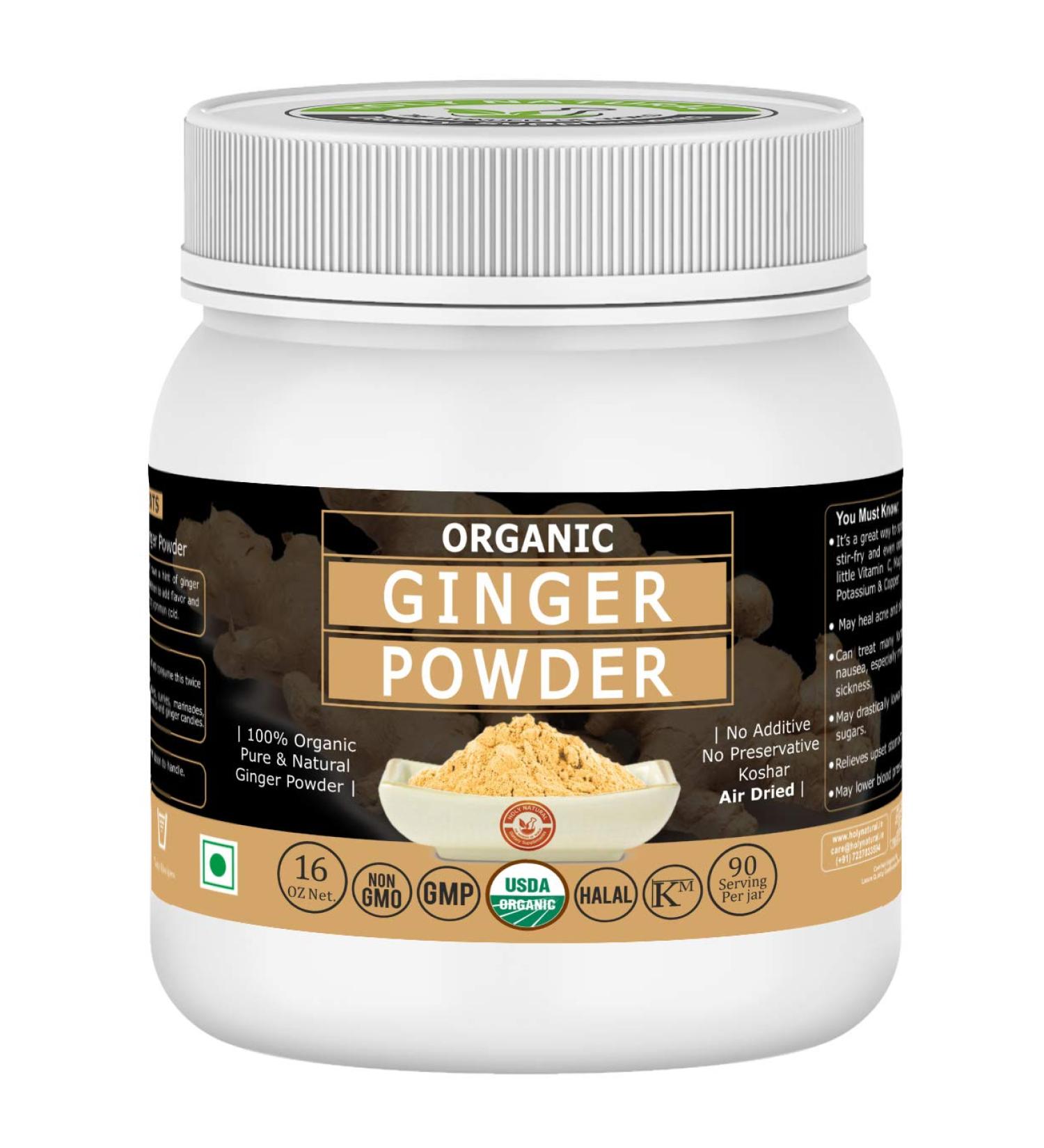 Organic Ginger Powder/Sunth - 16 Oz/1 lbs | USDA Certified, 100% Pure & Natural, Cold Symptom Relief | Kitchen Spice for Flavor & Aroma | RAW, Non GMO - Buy Online on GoSupps.com