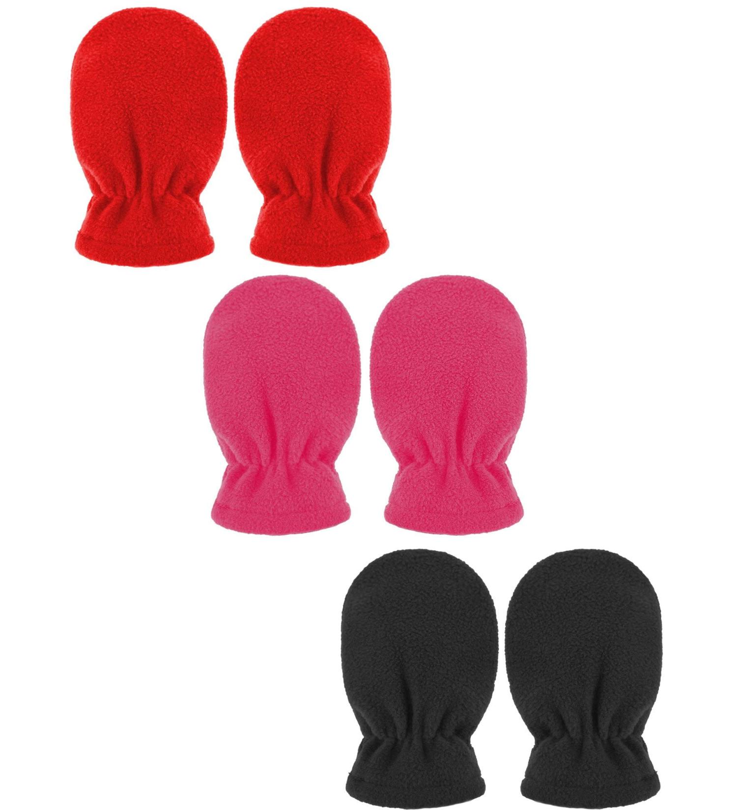 Boyiee 3 Pairs Baby Toddler Winter Mittens Kids Fleece Warm Mittens 6-18 Months Black Red Rose Red - Buy Online on GoSupps.com