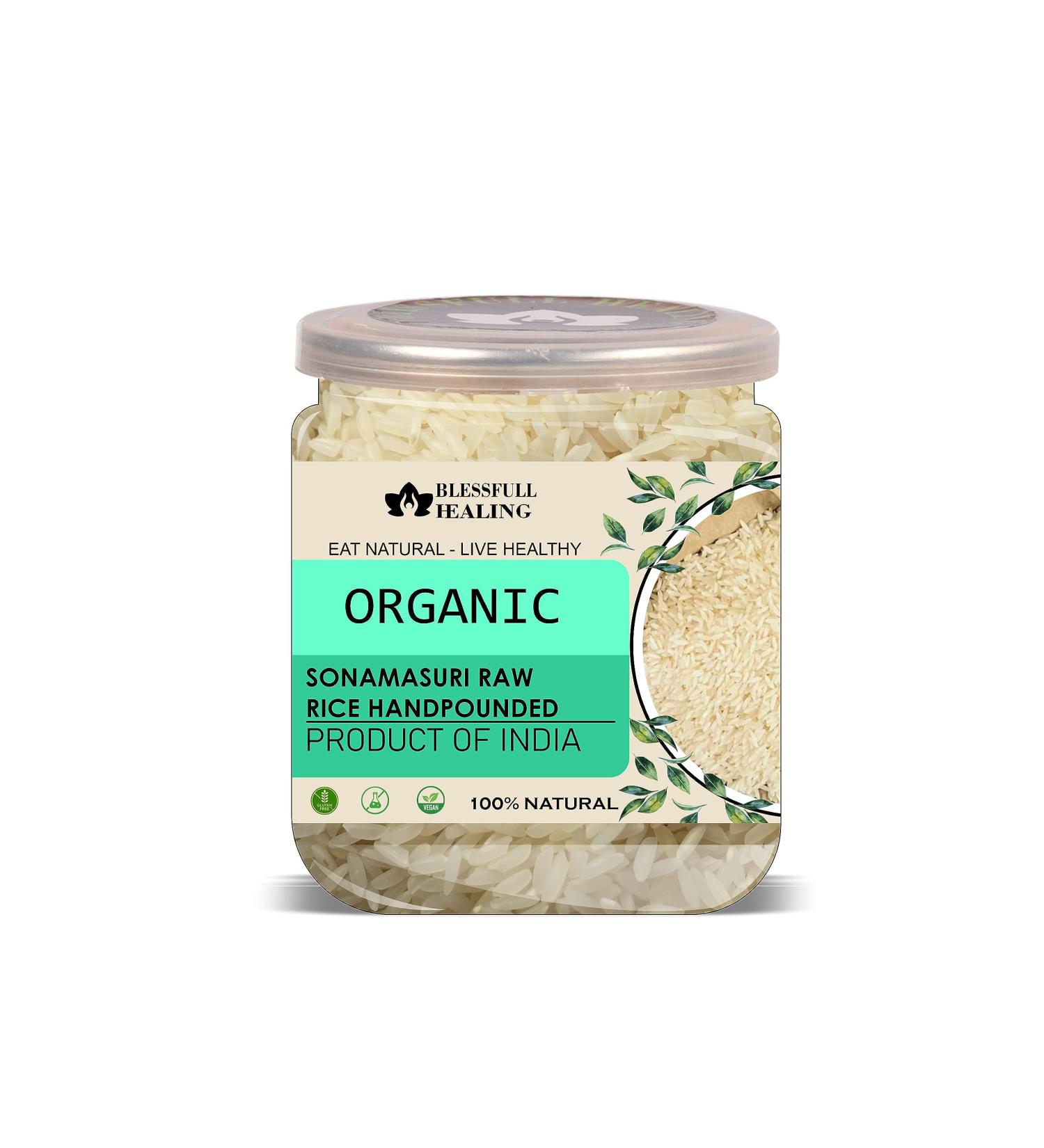 Blessfull Healing Organice SONAMASURI RAW Rice HANDPOUNDED 1 lb (453 Gram) - Buy Online on GoSupps.com