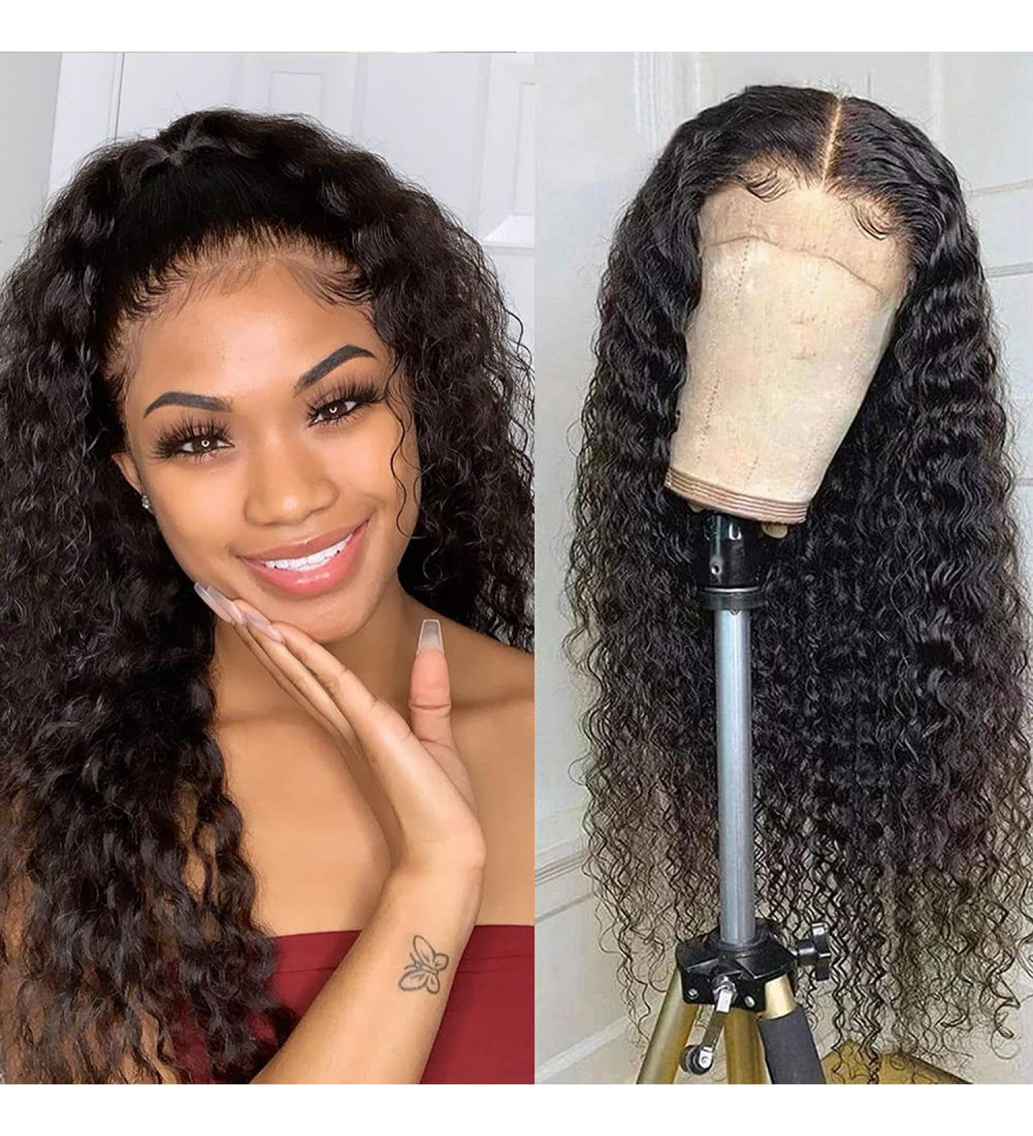 Brazilian Water Wave Lace Front Human Hair T-Part Wig 16 - Pre Plucked with Baby Hair, Deep Curly, 150% Density - For Black Women - Buy Online on GoSupps.com
