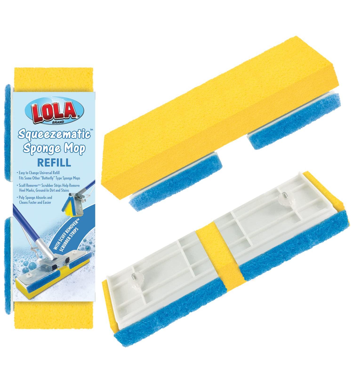 LOLA SqueezeMatic Butterfly Sponge Mop Head Refill | Easy Clean & Wide 9 Replacement Head | For Floor Cleaning | Fits Most Squeeze Mops - Buy Online on GoSupps.com