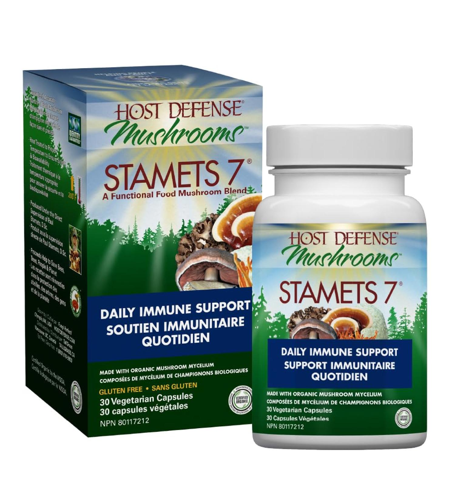 Host Defense Stamets 7 Mushroom Capsules Daily Immune Support & Energy with Organic Mycelium Blend Immune Support Blend with Lion's Mane Chaga Cordyceps Reishi Maitake Mushroom Turkey Tail Mushrooms Supplement Certified Organic Vegetarian Capsules Stamets - Buy Online on GoSupps.com