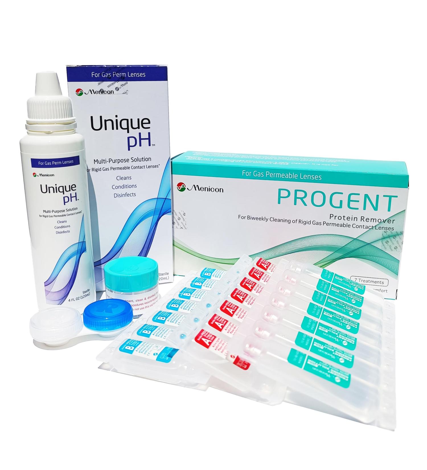 Menicon Progent Biweekly Contact Lens Cleaner & Unique pH 4 Oz Solution Bundle Ultimate Care for Your Contact Lenses | International Shipping Available - Buy Online on GoSupps.com