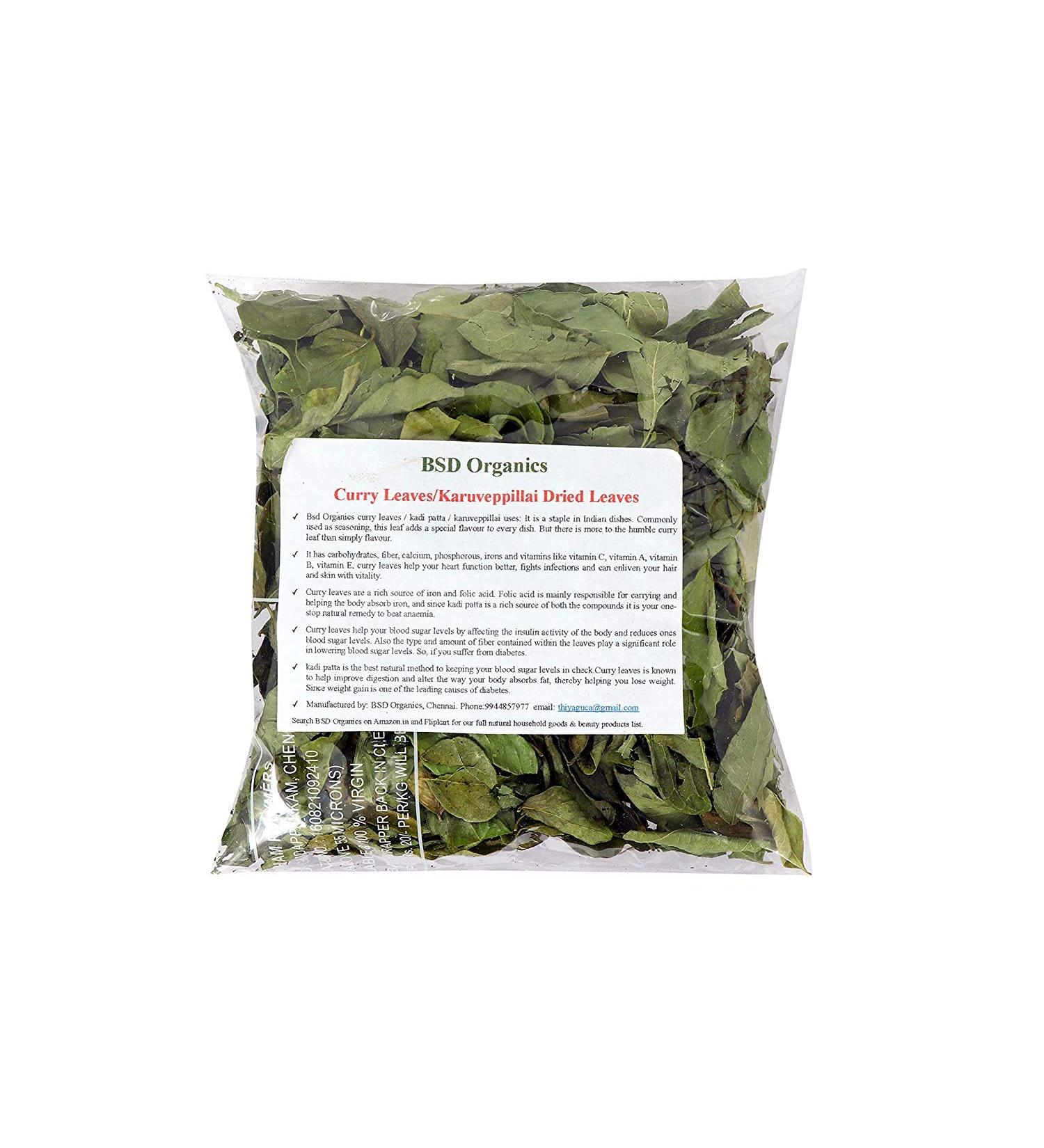 BSD Organics Curry Leaves/Karuveppillai/Kari Patty Dried Leaves Granules-100 Gm / 3.52 Oz.