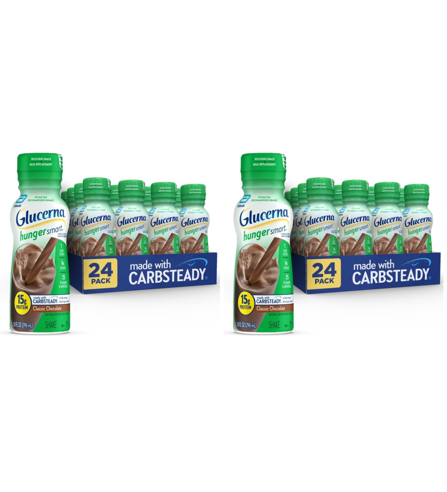 Glucerna Hunger Smart Diabetes Care Shake Classic Chocolate Diabetic Meal Replacement to Support Blood Sugar Management 15g Protein 180 Calories Ready to Drink 10 Fl Oz (Pack of 48) - Buy Online on GoSupps.com