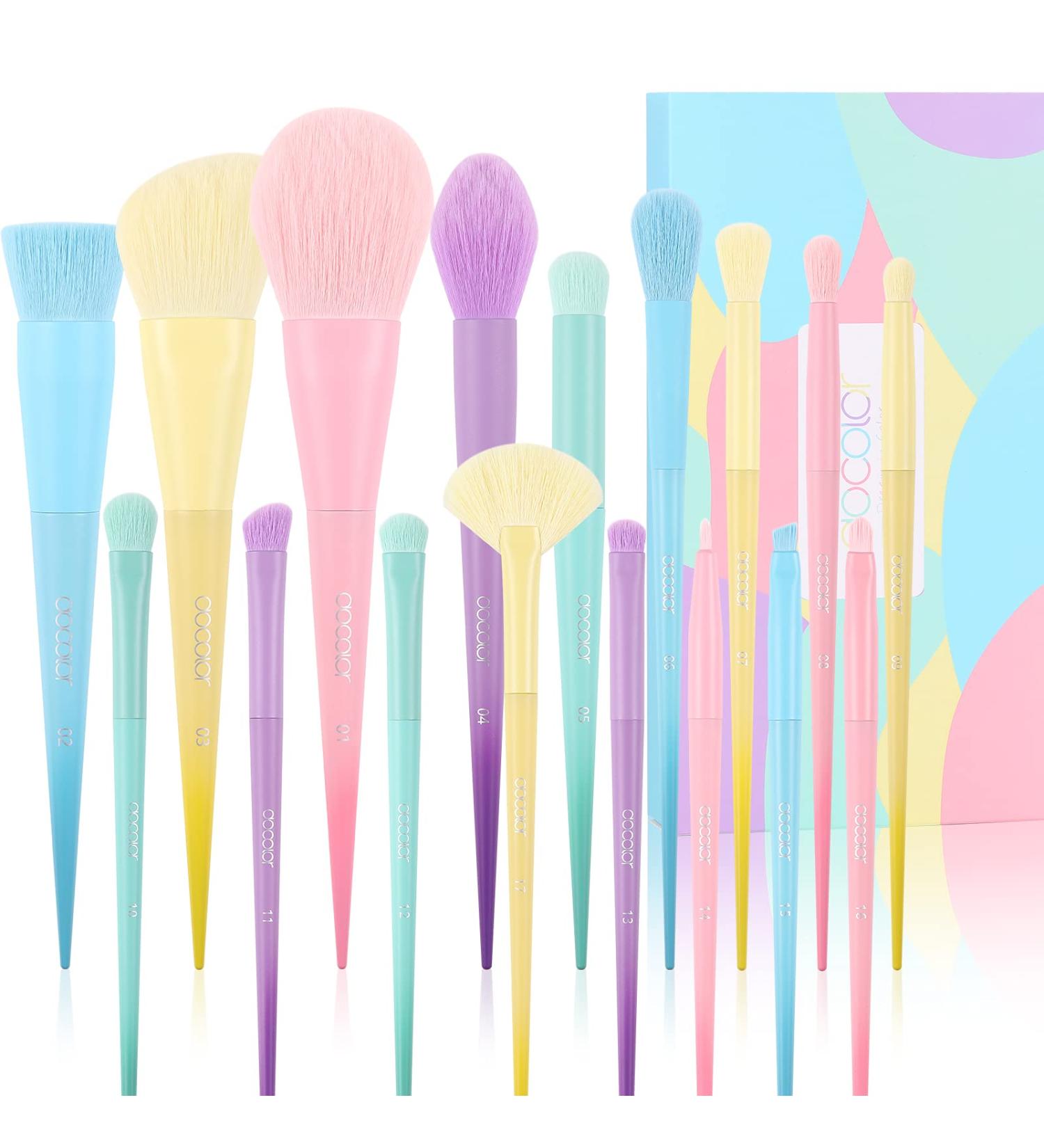 Docolor 17-Piece Rainbow Makeup Brush Set - Premium Gift for Foundation, Blending, and Eyeshadow - Dream of Color Collection - Buy Online on GoSupps.com