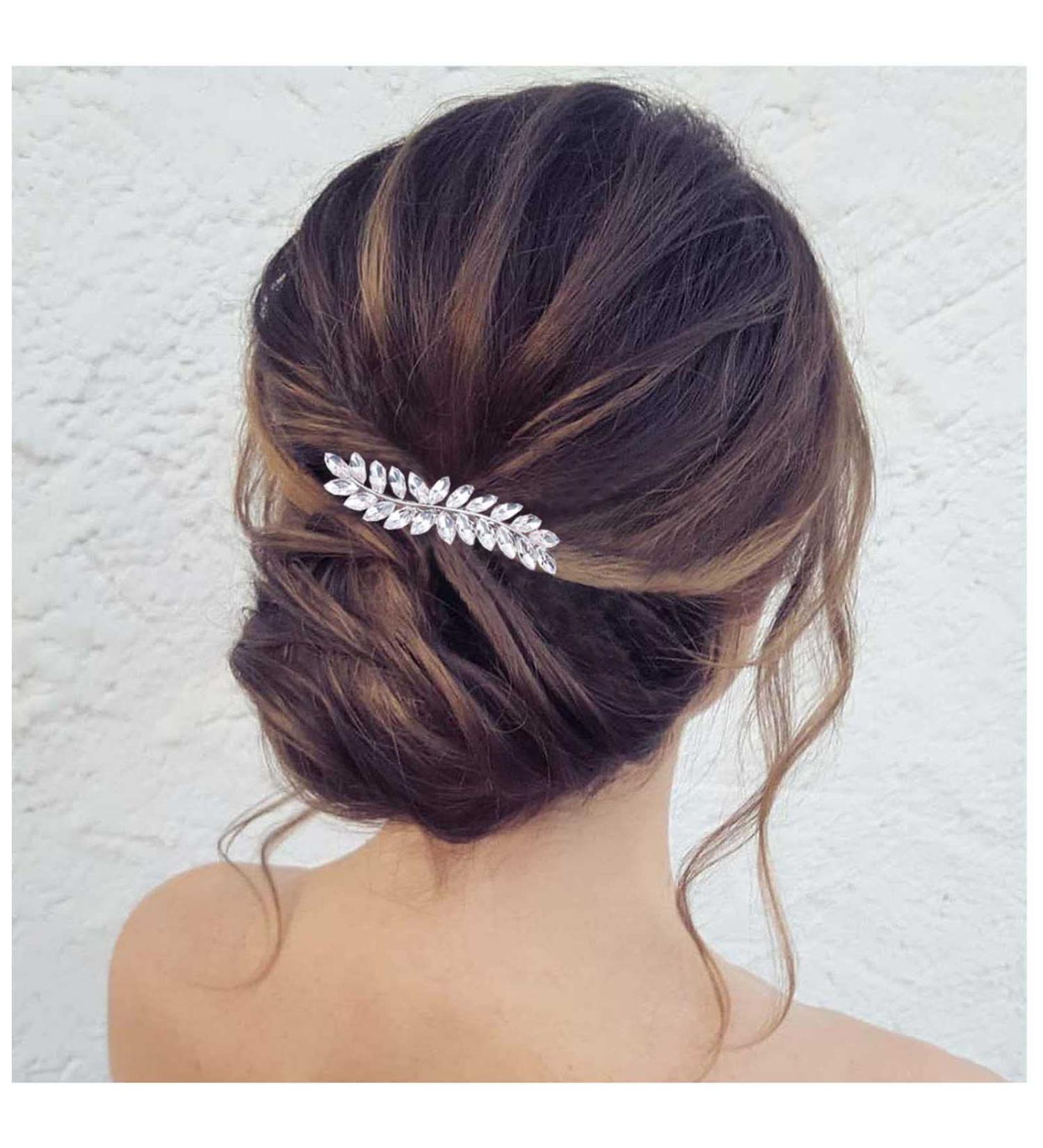 Yheakne Crystal Wedding Hair Clip Barrette Silver Rhinestone Hair Barrette Bling Bridal Headpieces Decorative Head Clip Headwear Crystal Hair Clip Shine Cz Bride Hair Accessories for Women(Silver) - Buy Online on GoSupps.com