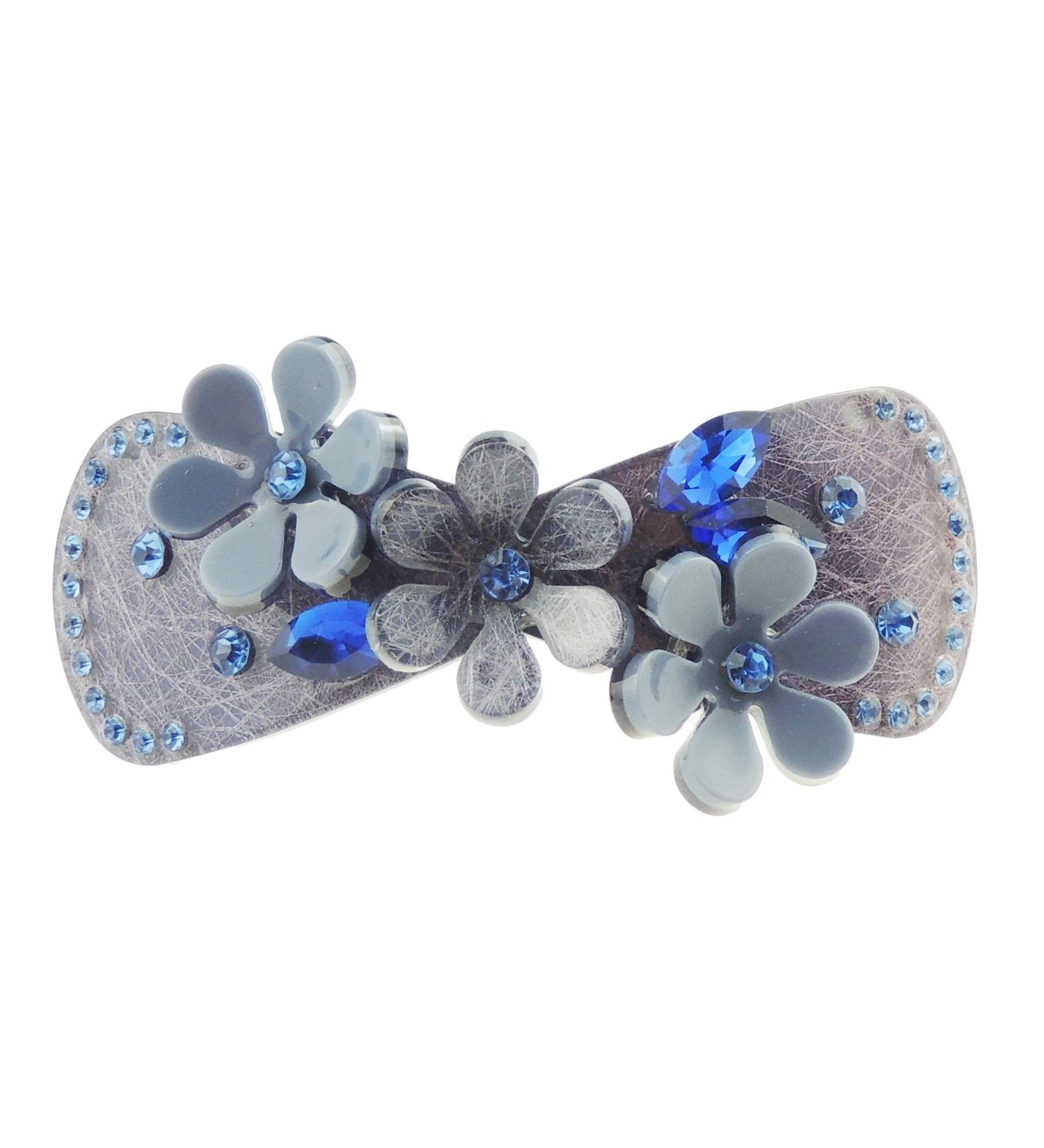 Glamour Girlz Ladies Rhinestone 3D Daisy Bow Hair Clip Navy