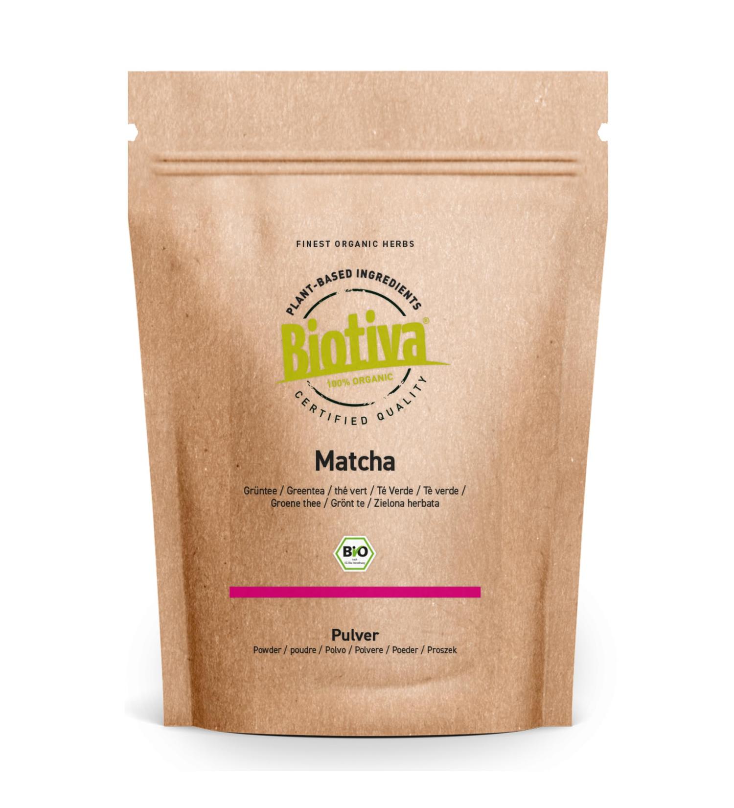 Matcha poudre Bio 200g (2x100g) - Matcha authentique du Japon - Th Latte Smoothies - bio de qualit sup rieure - 100% culture durable - Mis en bouteille et contr l en Allemagne - Biotiva - Buy Online on GoSupps.com