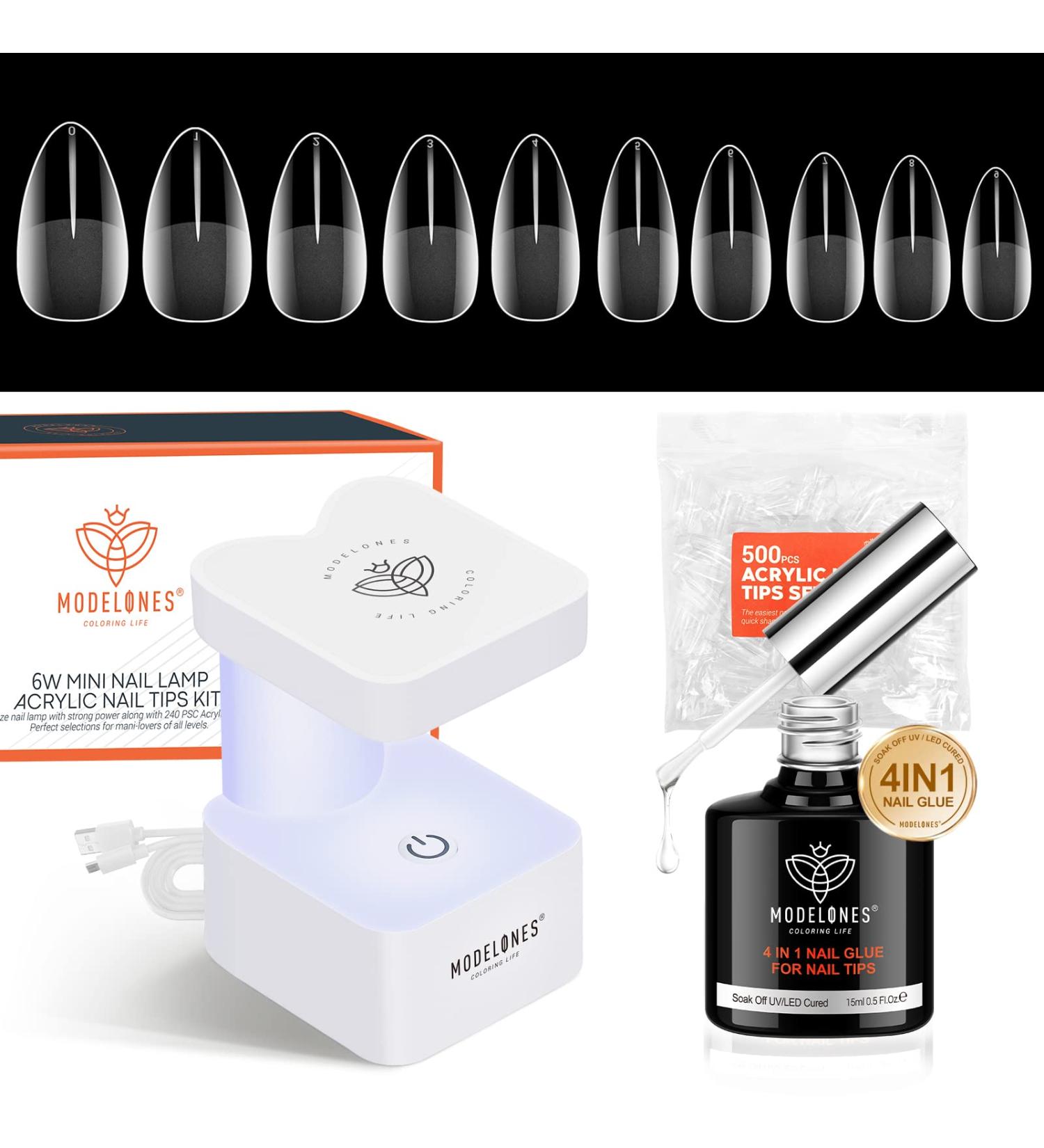 Modelones Nail Tips and Glue Gel Kit with Nail Lamp - 4 in 1 Upgraded Gel x Nail Kit for Fast Nail Extensions | Valentine's Gift for Women - Buy Online on GoSupps.com
