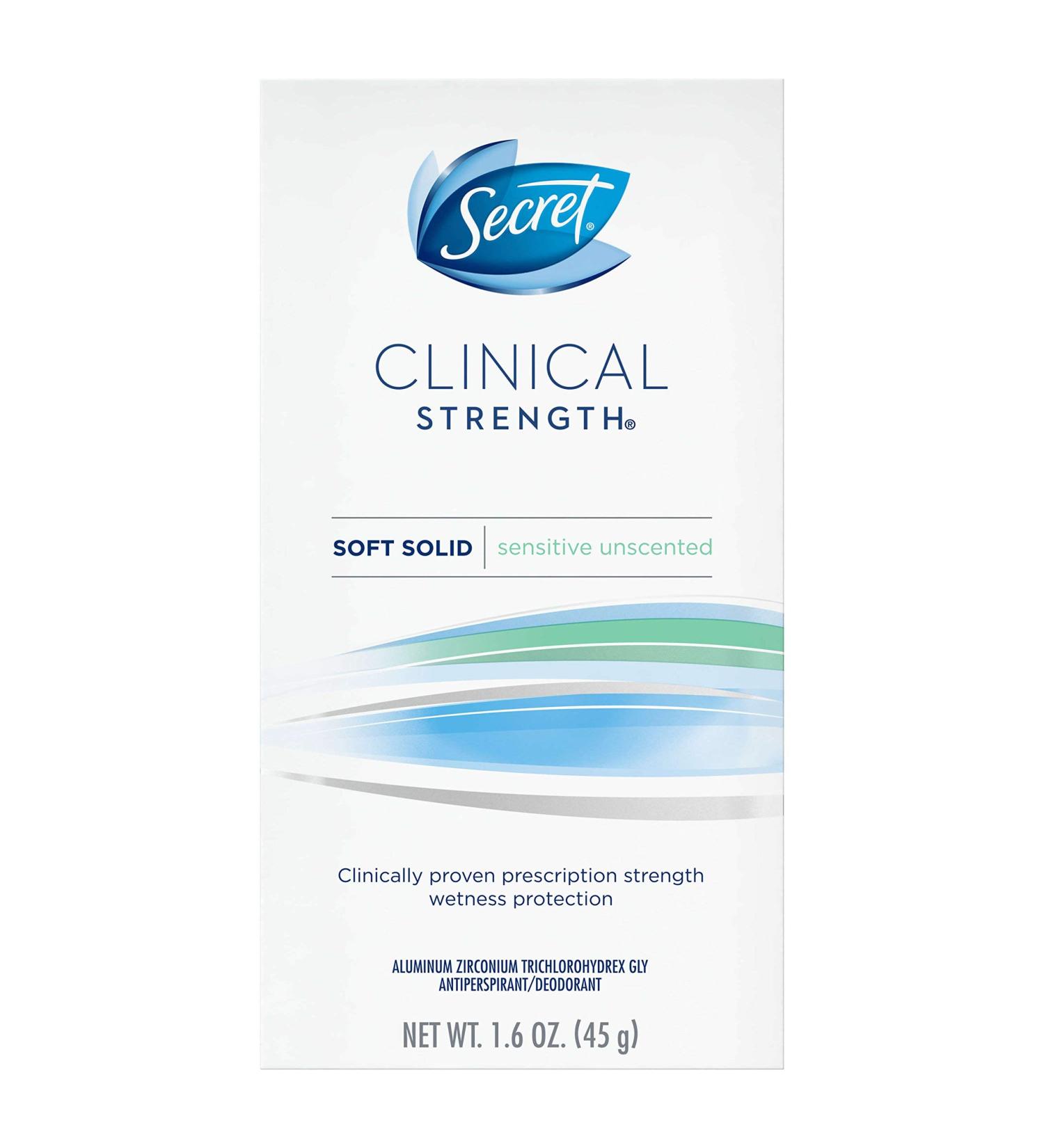 Secret Clinical Strength Soft Solid Sensitive Unscented Deodorant  1.6 oz (Pack of 1)