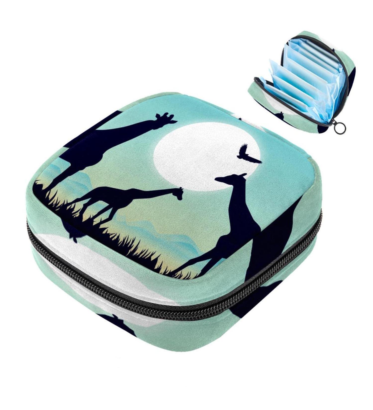 Women's Binding-Up Bag | Portable Period & Tampon Bag | Menstrual Cup Pocket | Breastfeeding Document Organizer | Night Scene Wild Animals Design - Buy Online on GoSupps.com