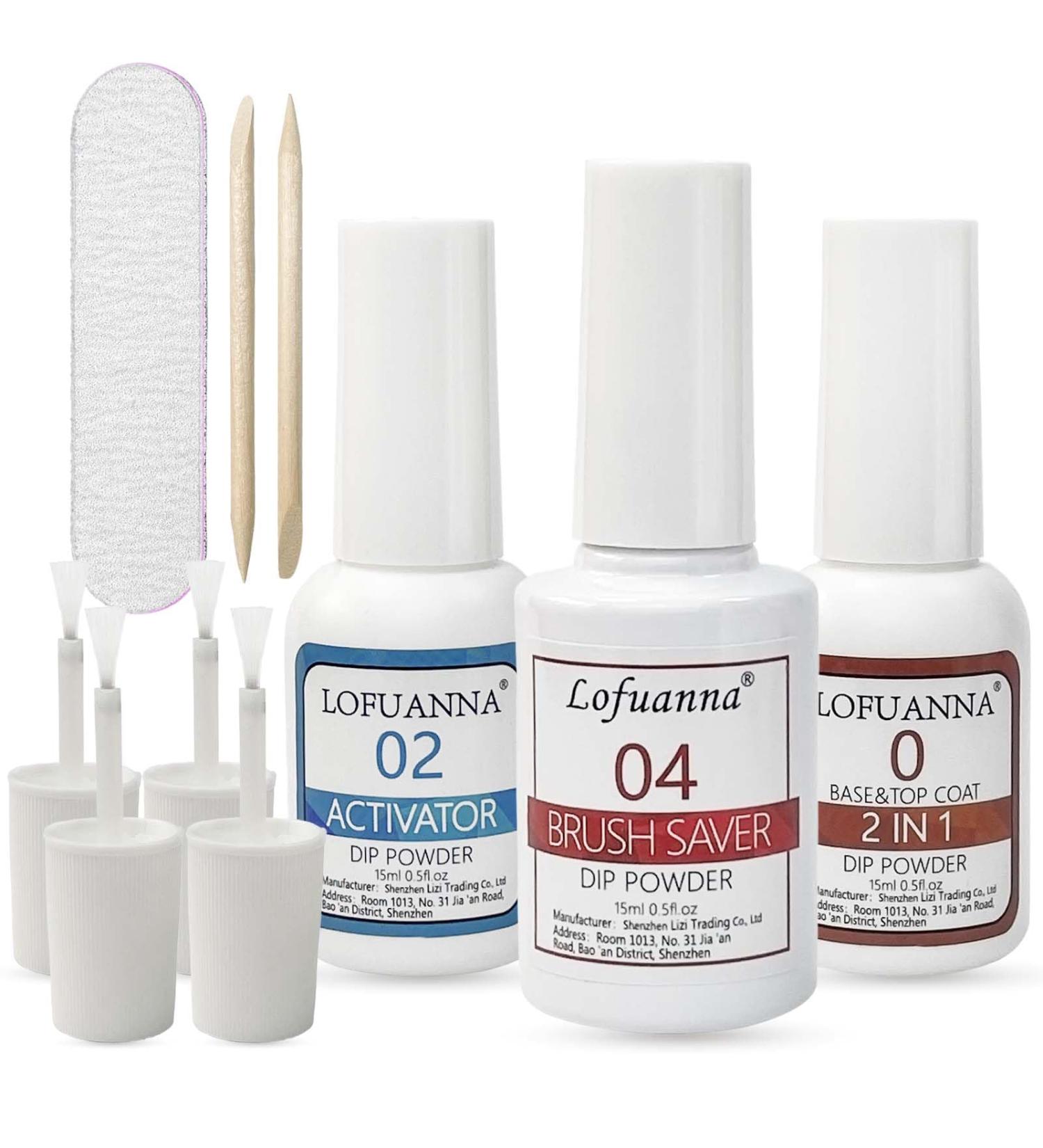 Dipping Powder Liquid Set Nail Dip Powder Liquid with 15ml 2 in 1 Base & Top Coat Activator and Brush Saver for Dip Powder Starter Kit No UV/LED Nail Art Manicure for Home DIY Salon - Buy Online on GoSupps.com