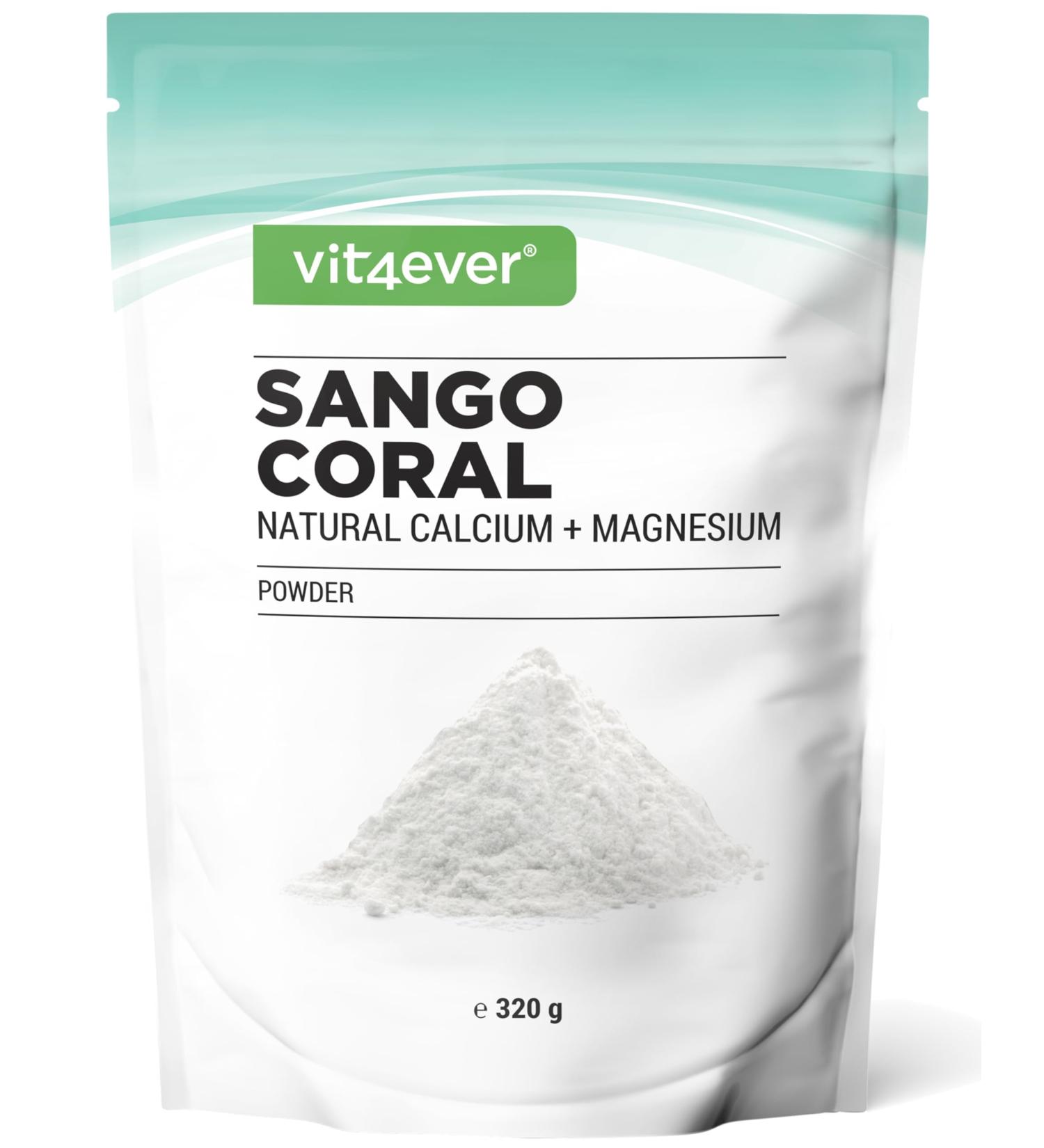 Sango Coral - 320g powder - Natural source of calcium (20%) & magnesium (10%) in a 2:1 ratio specific to the body - No additives - Buy Online on GoSupps.com