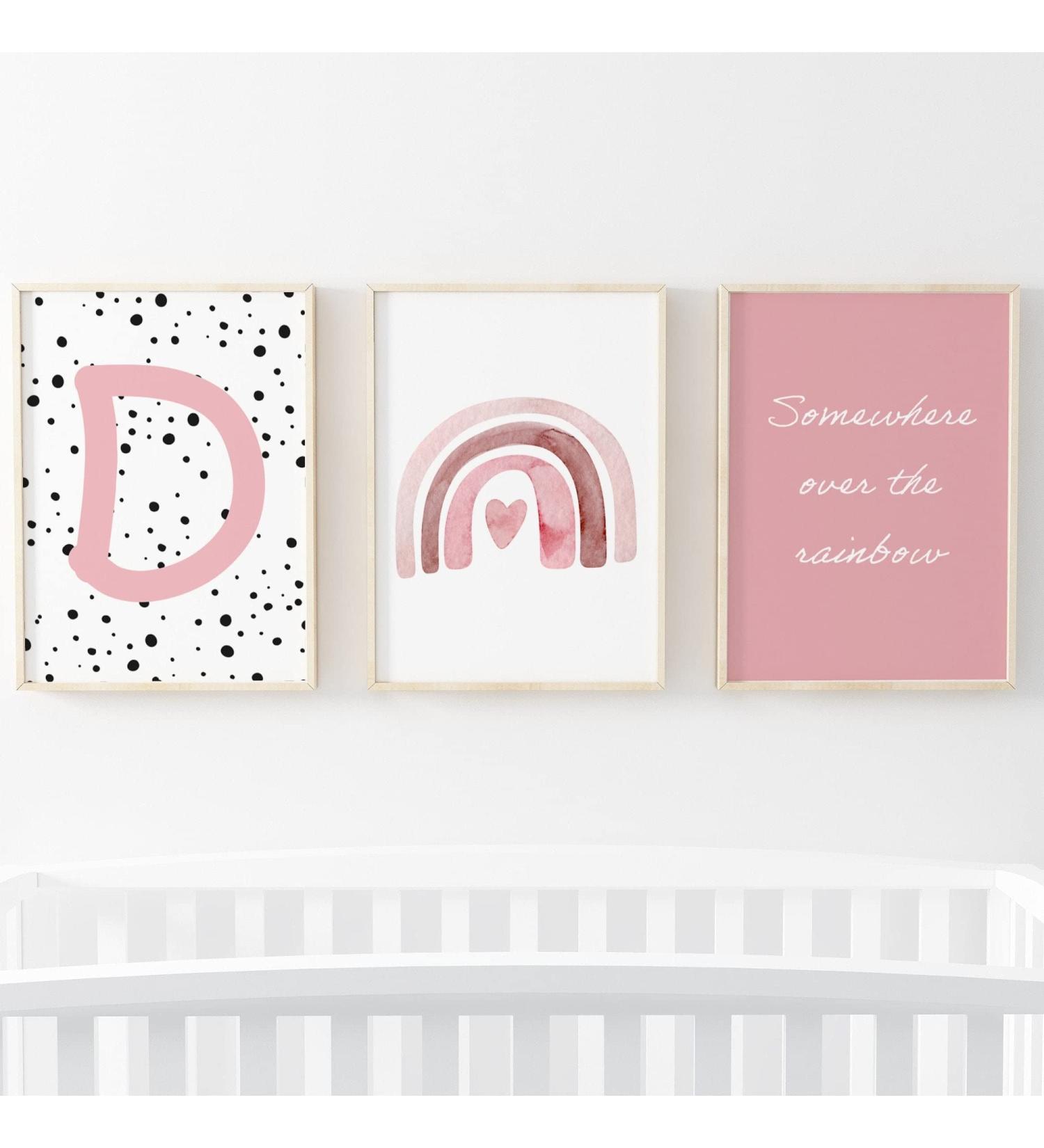 Pompom Prints Set of 3 Girls Bedroom Prints - Rainbow Nursery Decor - Scandi Boho Style - Playroom Wall Art - A3 Size - Buy Online on GoSupps.com
