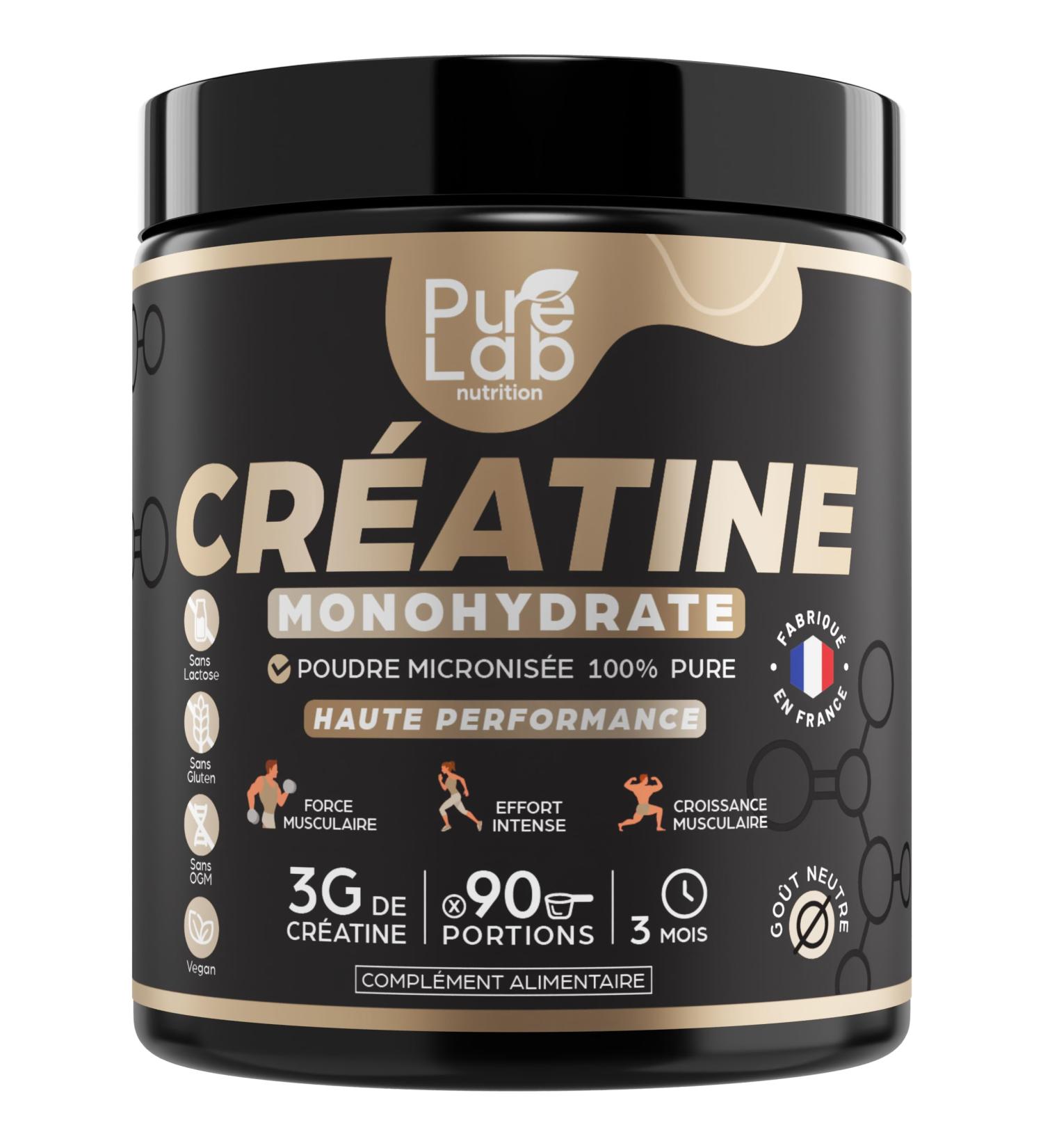 Creatine Monohydrate Powder 100% Pure Micronized Quality - 90 Servings - High Absorption - Performance Strength Muscle Mass and Intense Effort - 100% Vegan - Buy Online on GoSupps.com